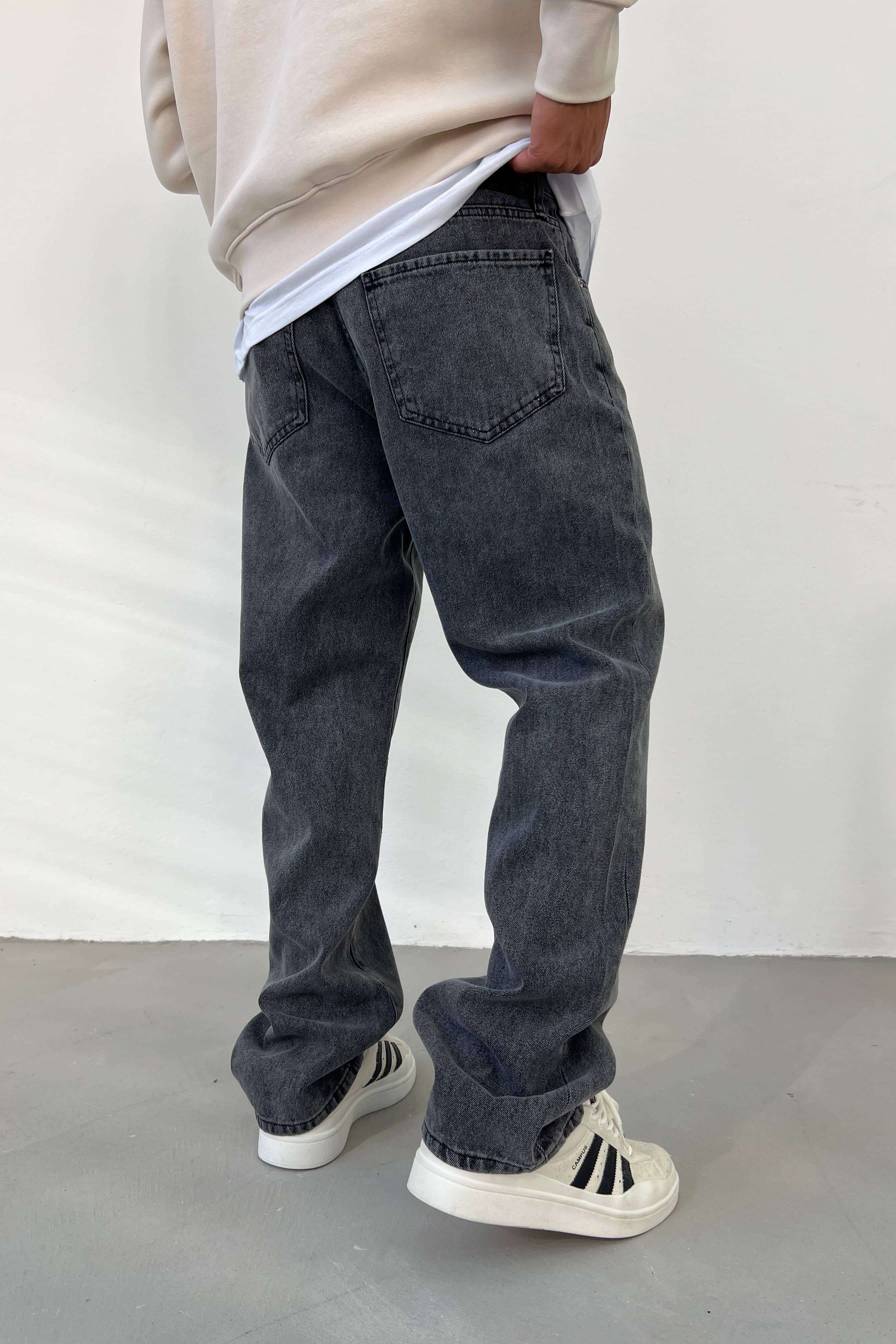 Taşlamalı Füme Baggy Pantolon 16835-2