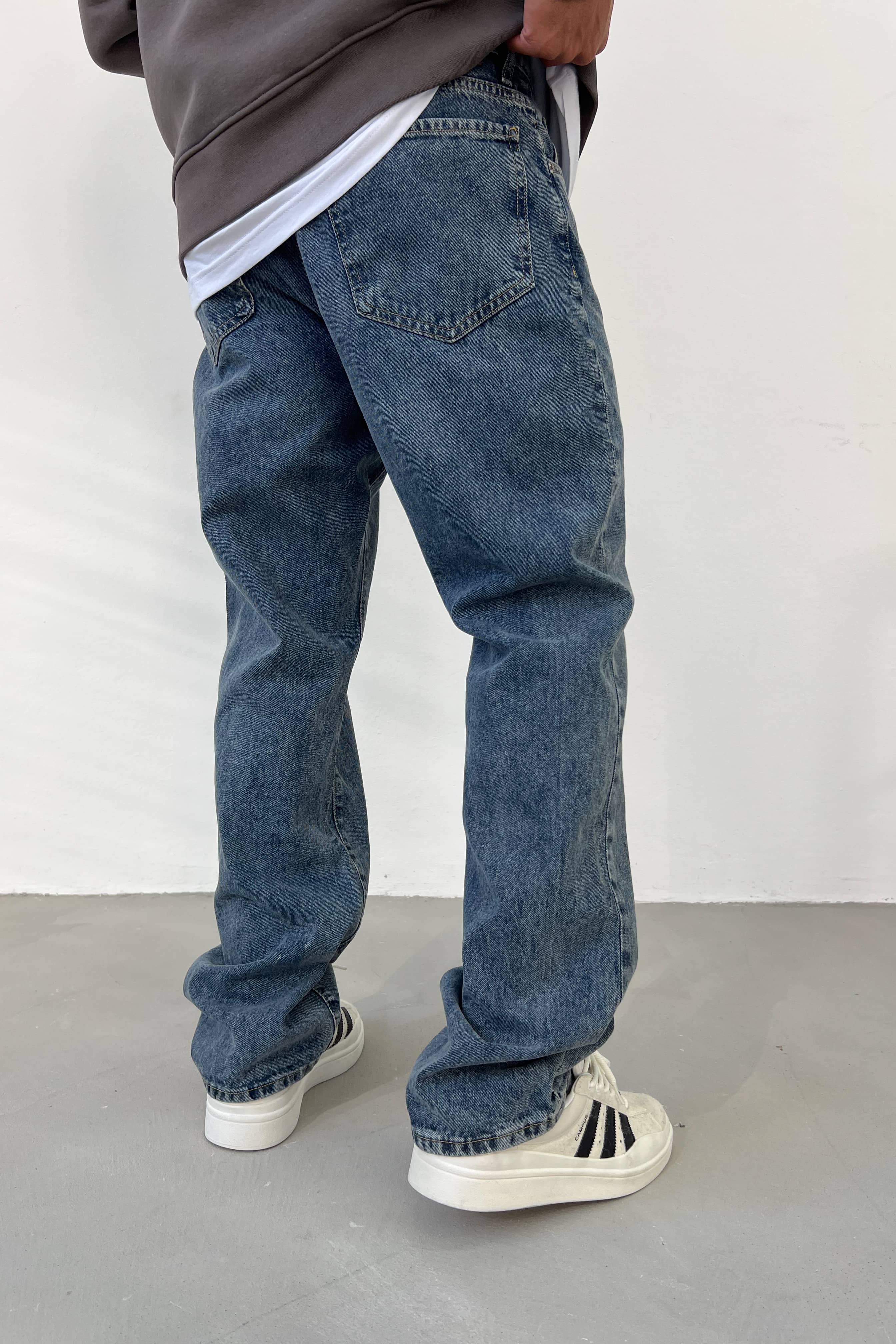 Eskitme Mavi Baggy Pantolon 16851-2
