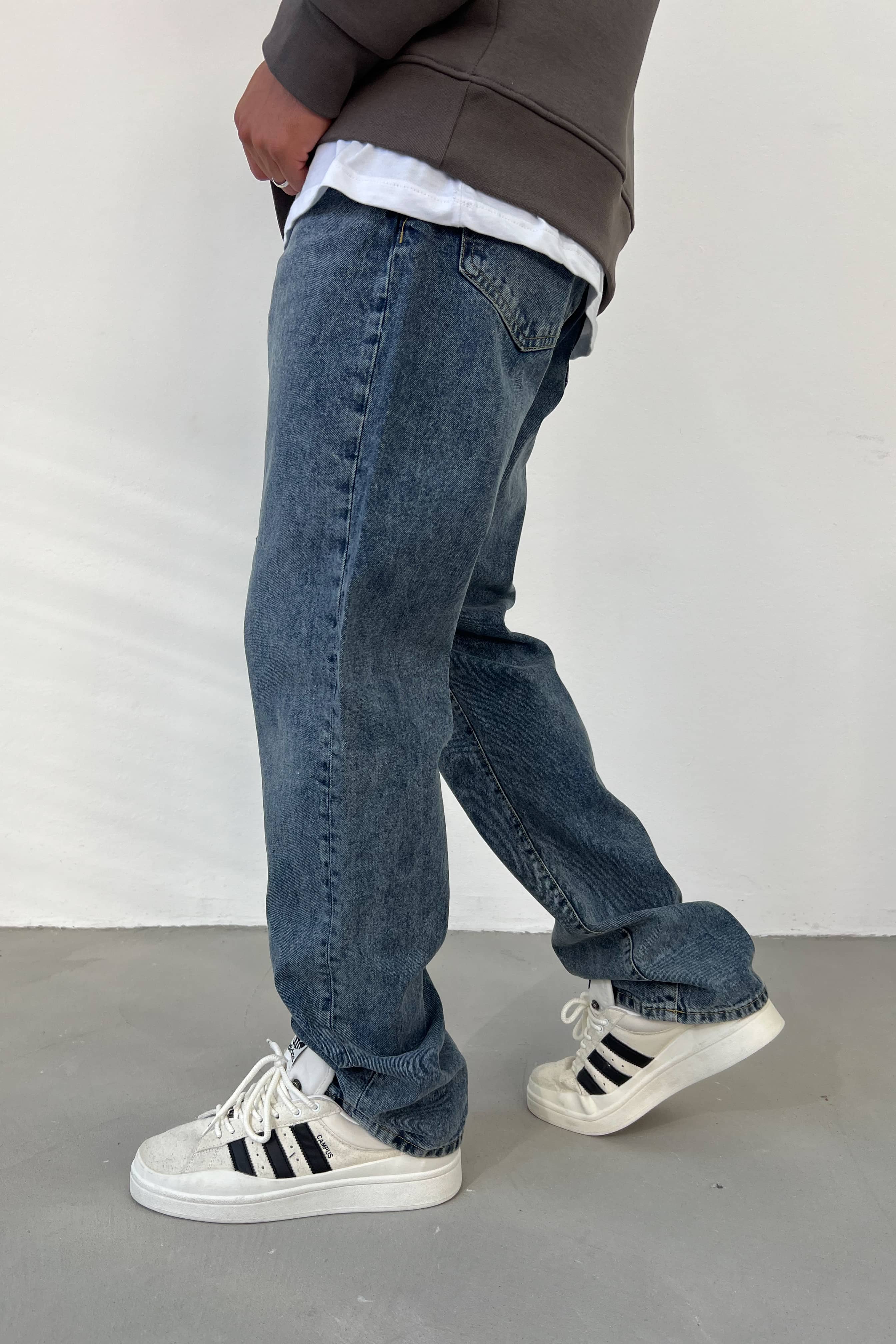 Eskitme Mavi Baggy Pantolon 16851-2