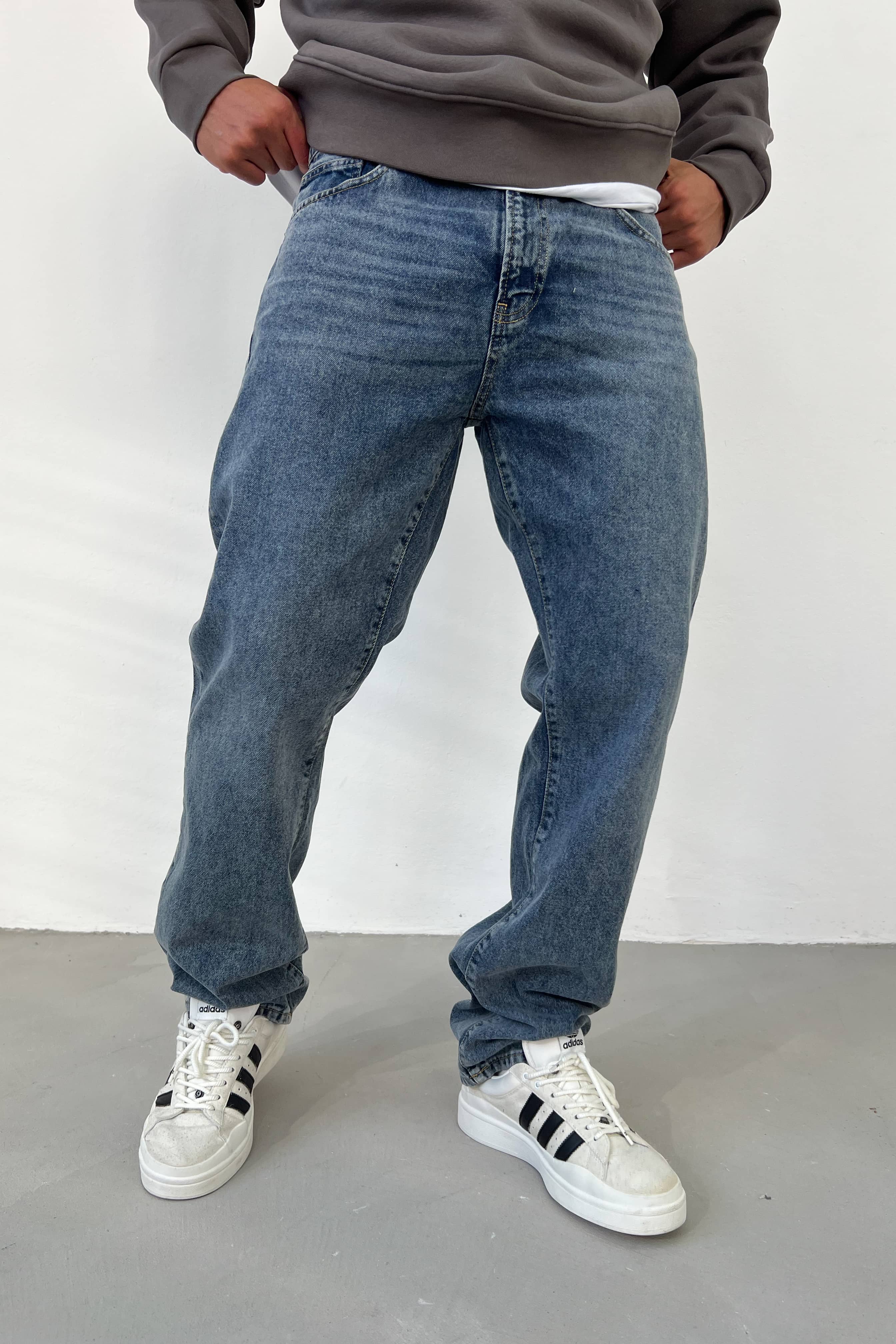 Eskitme Mavi Baggy Pantolon 16851-2