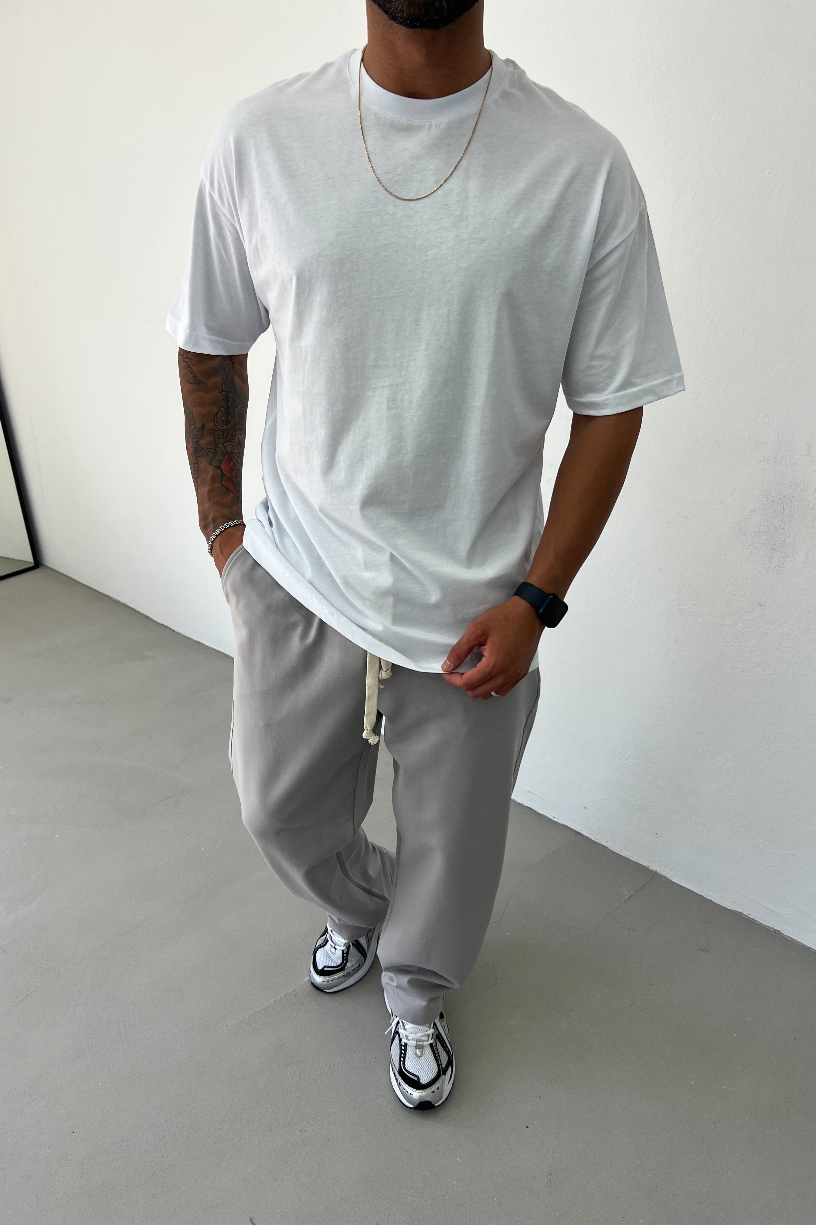 İnce Basic Oversize Tshirt 0426 - Beyaz