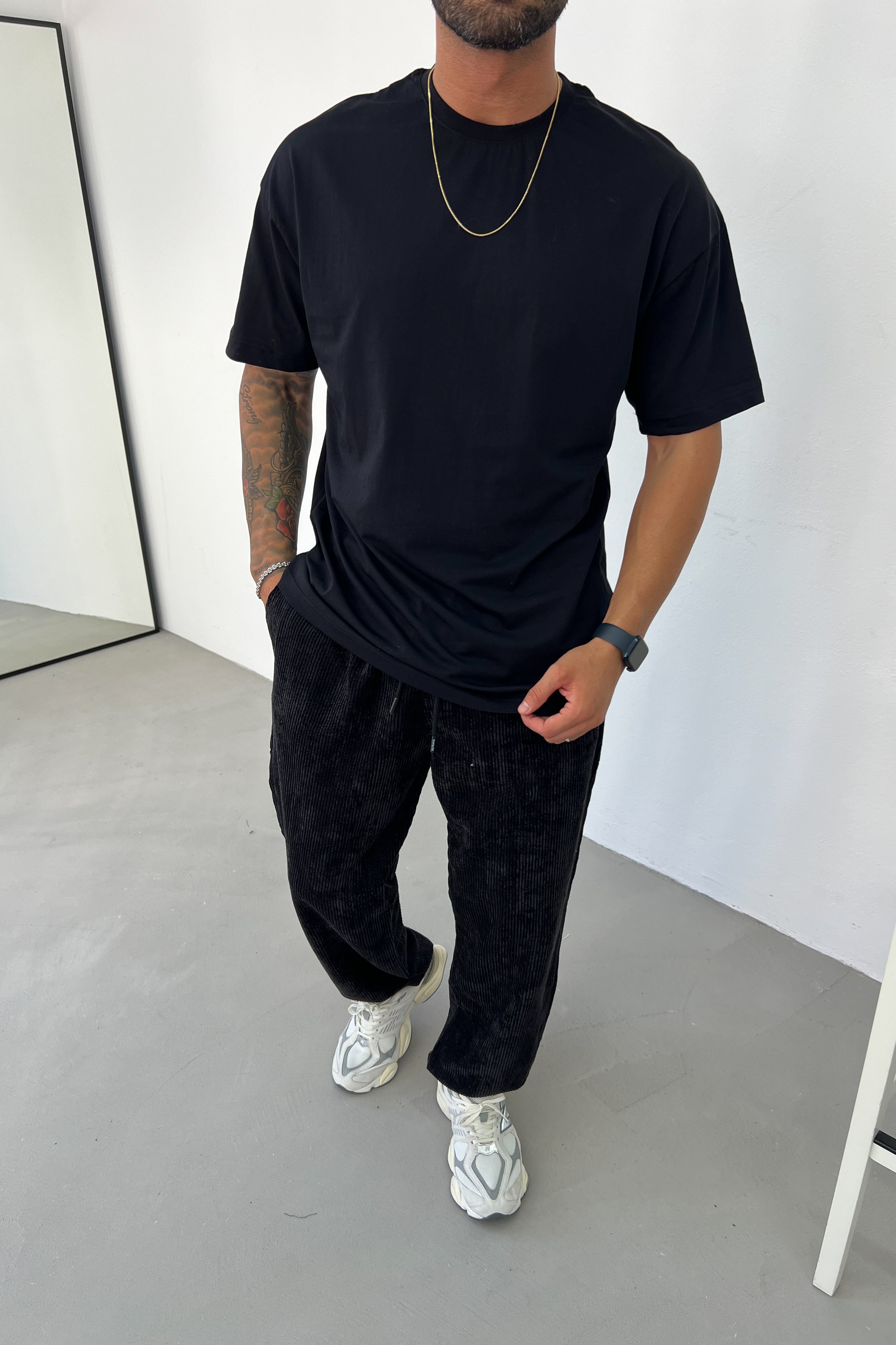 İnce Basic Oversize Tshirt 0426 - Siyah