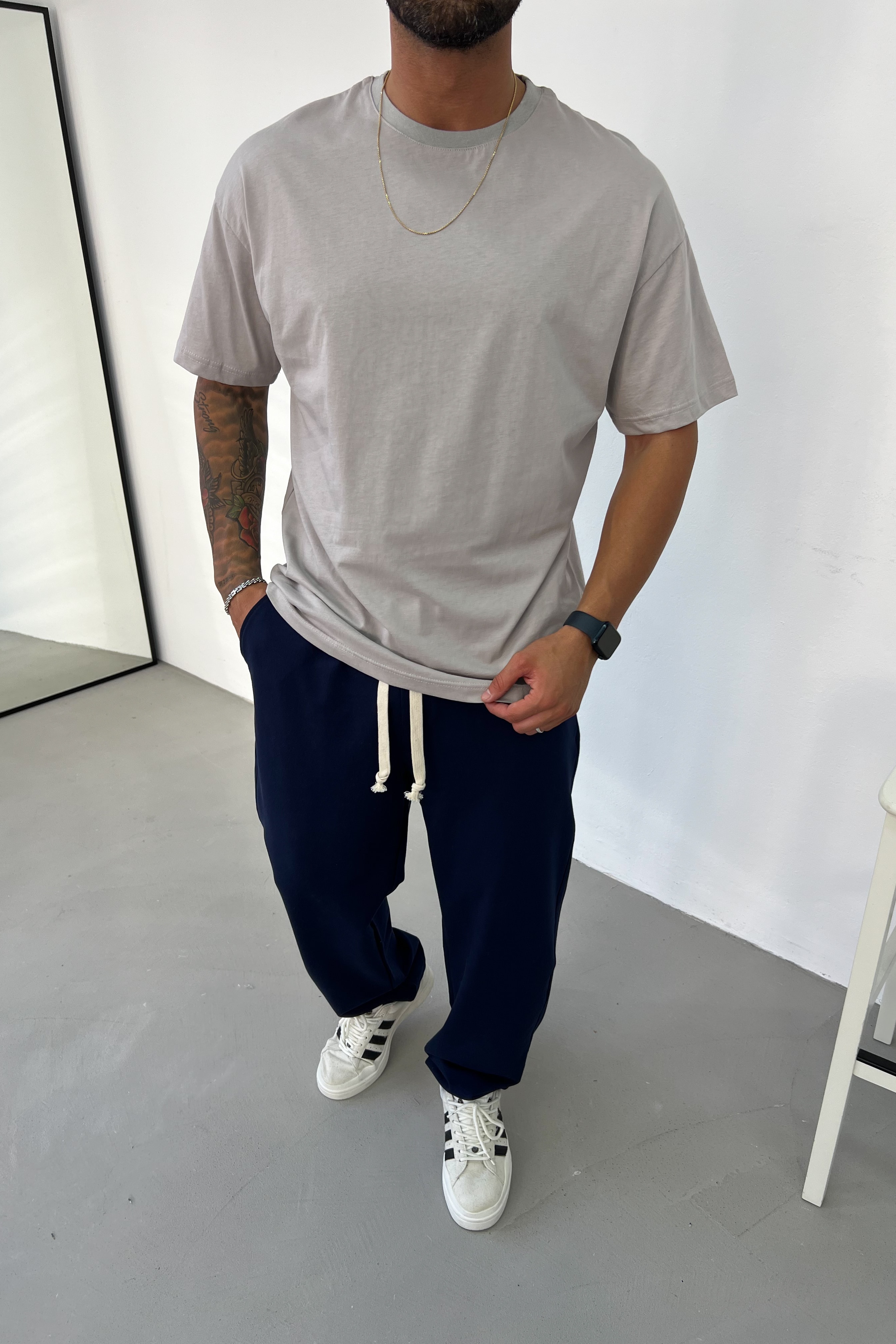 İnce Basic Oversize Tshirt 0426 - Gri