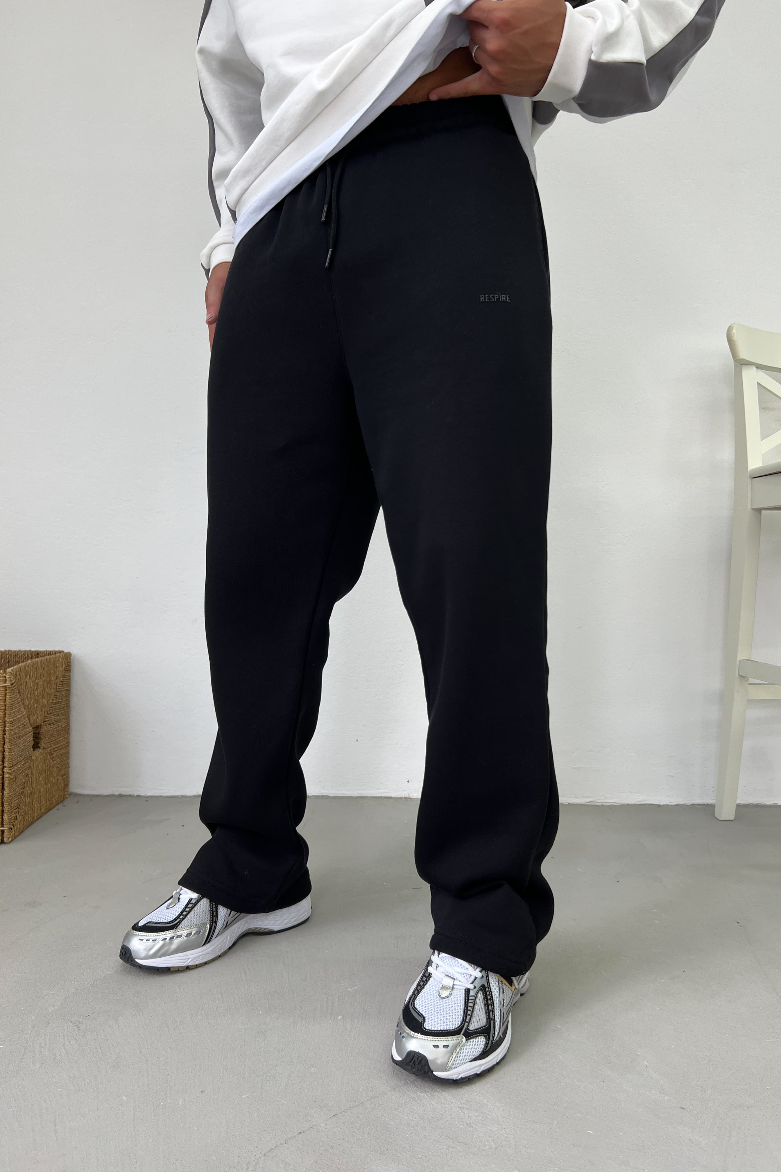 Enjeksiyon Baskılı Basic Baggy Eşofman 1045 - Siyah