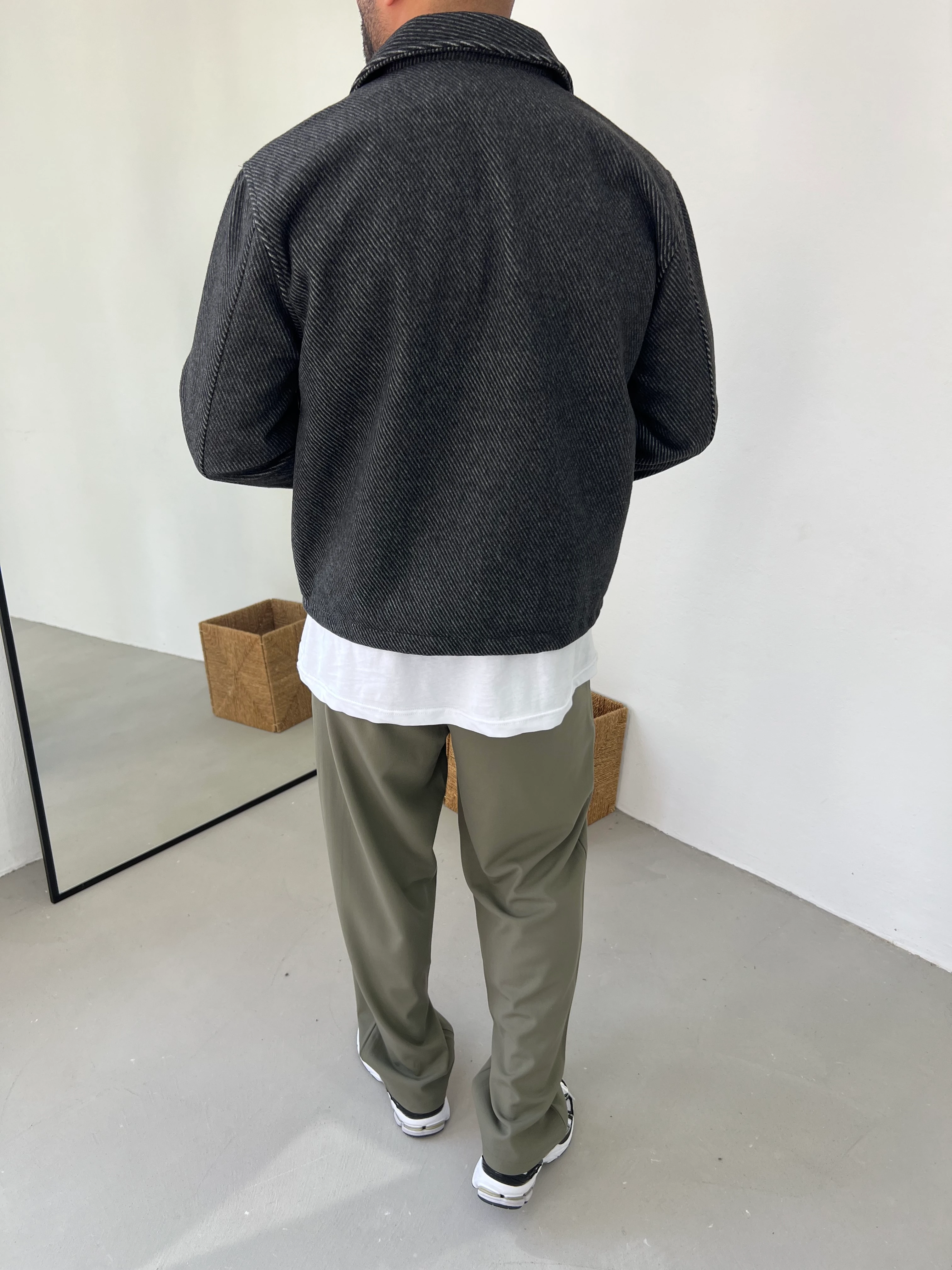 Çizgi Desenli Kaşe Ceket 1998