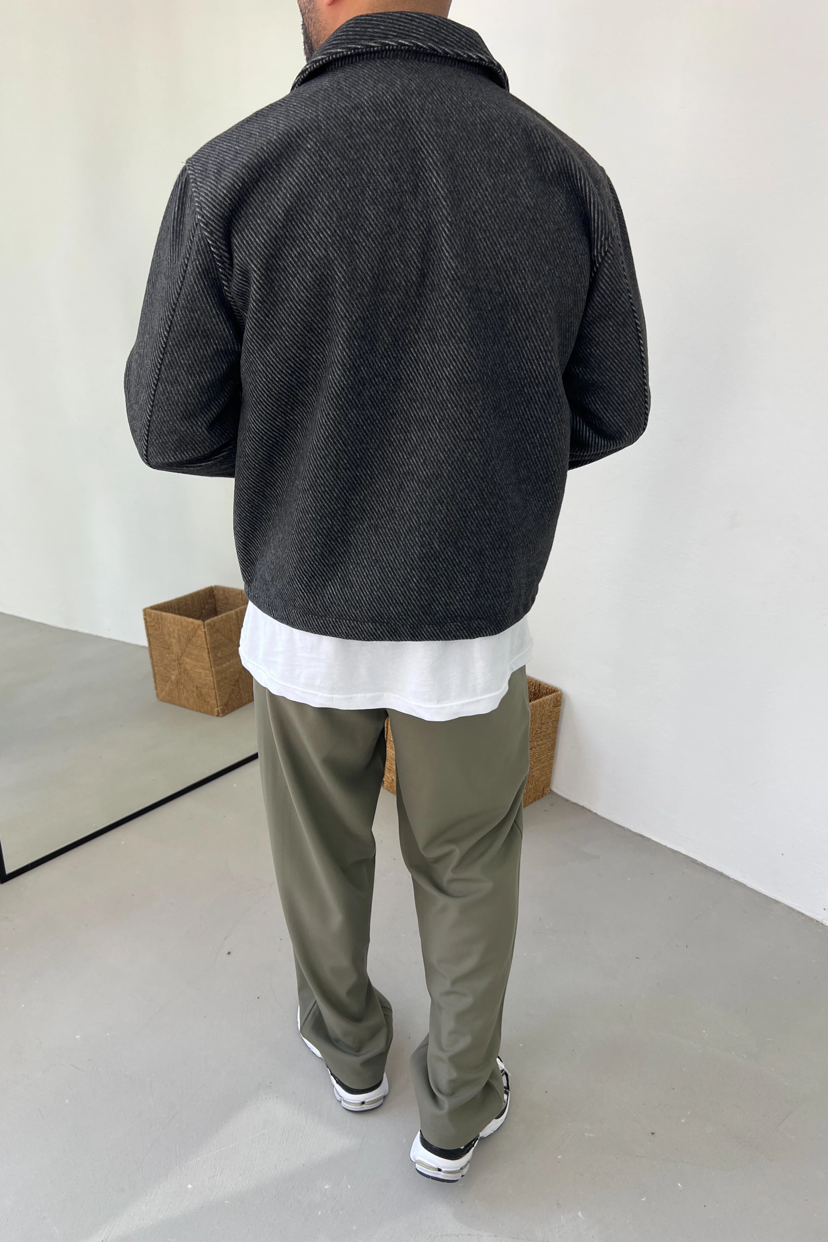 Çizgi Desenli Kaşe Ceket 1998