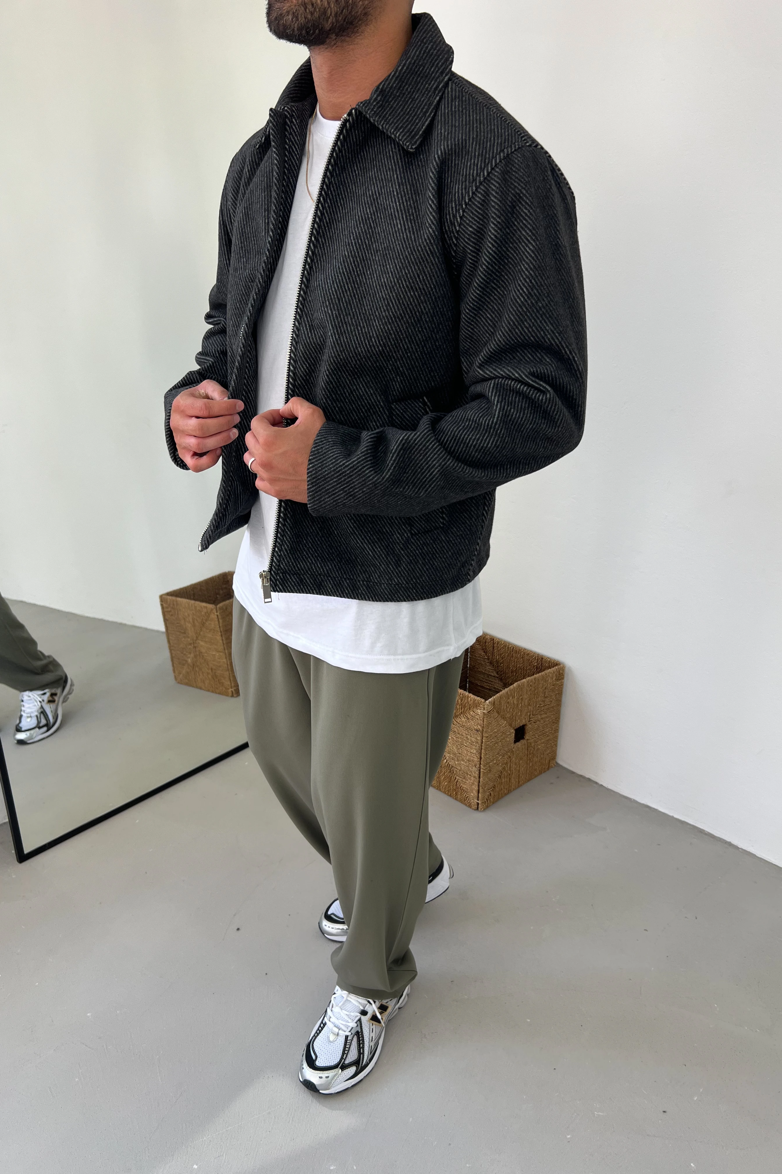 Çizgi Desenli Kaşe Ceket 1998