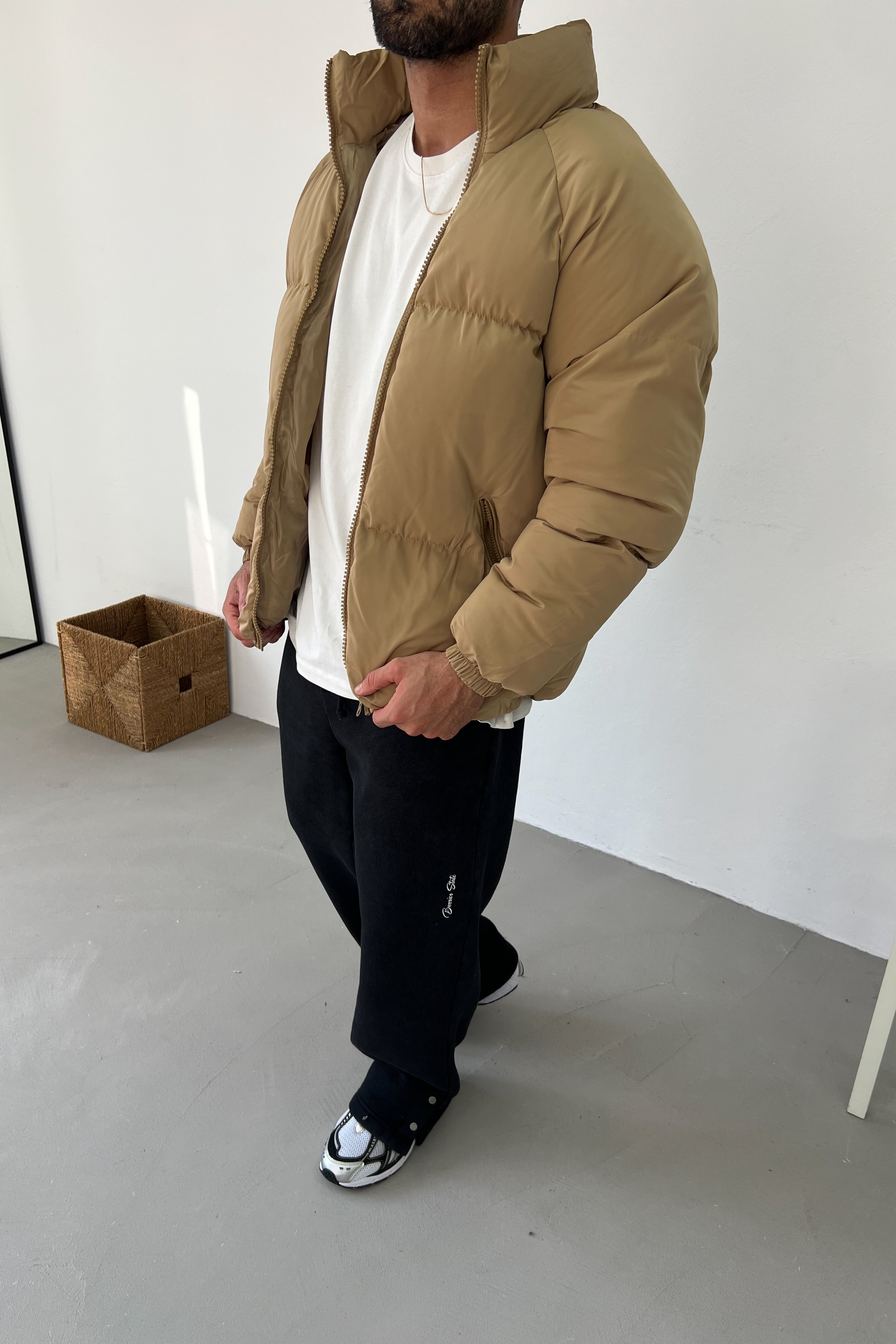 Oversize Basic Şişme Mont 0806 - Bej