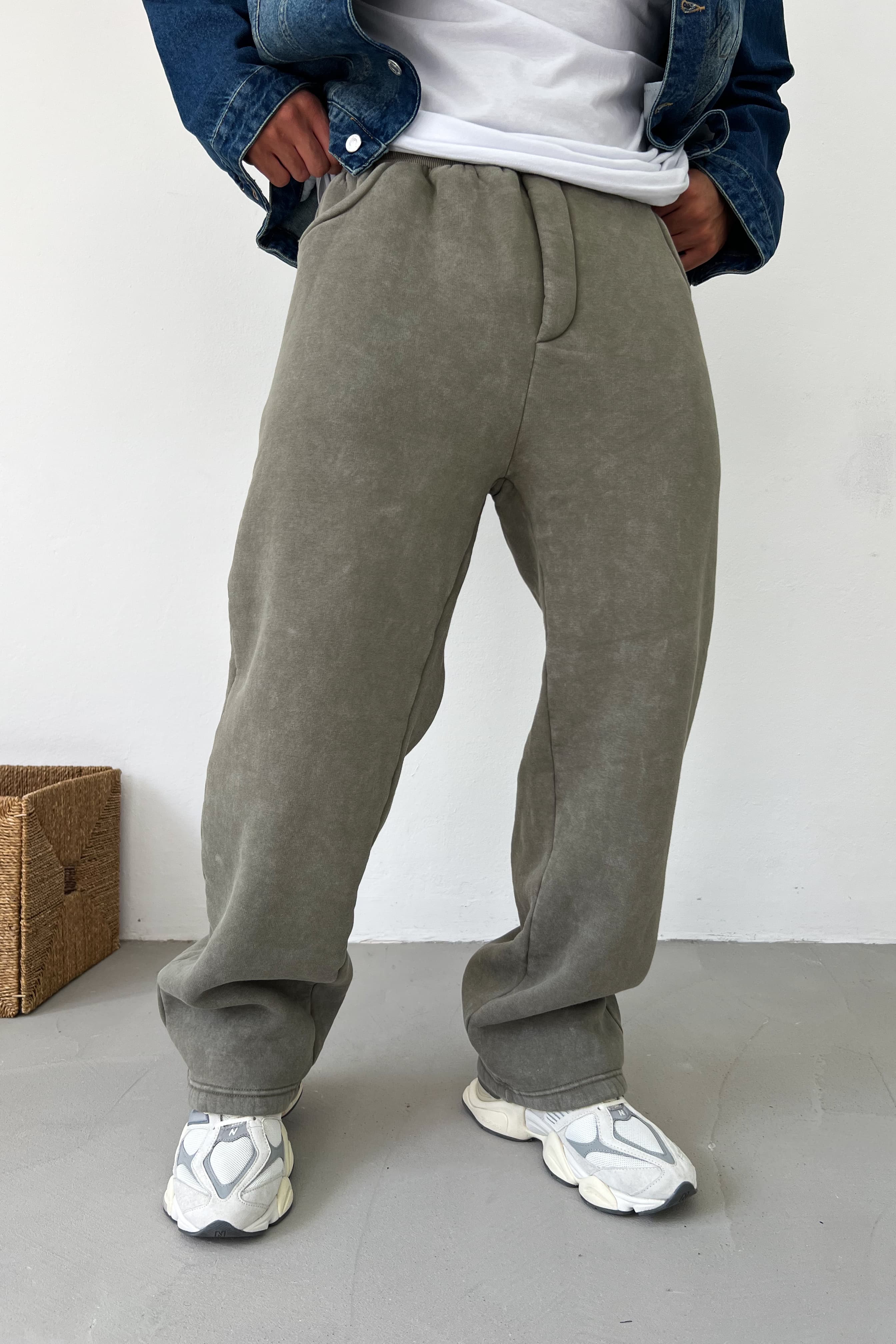 Yıkamalı Basic Baggy Eşofman 100-04 - Haki