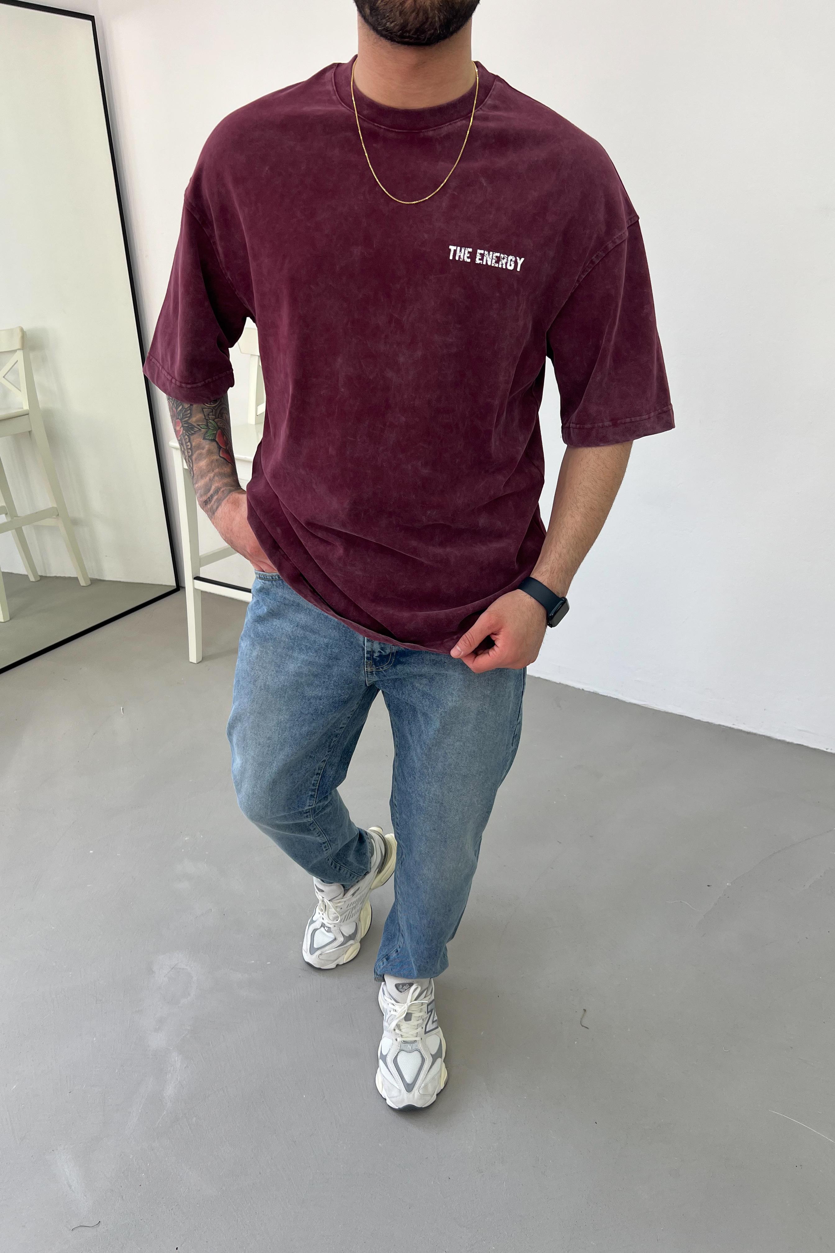 08 Energy Baskılı Yıkamalı Oversize Tshirt 71-28