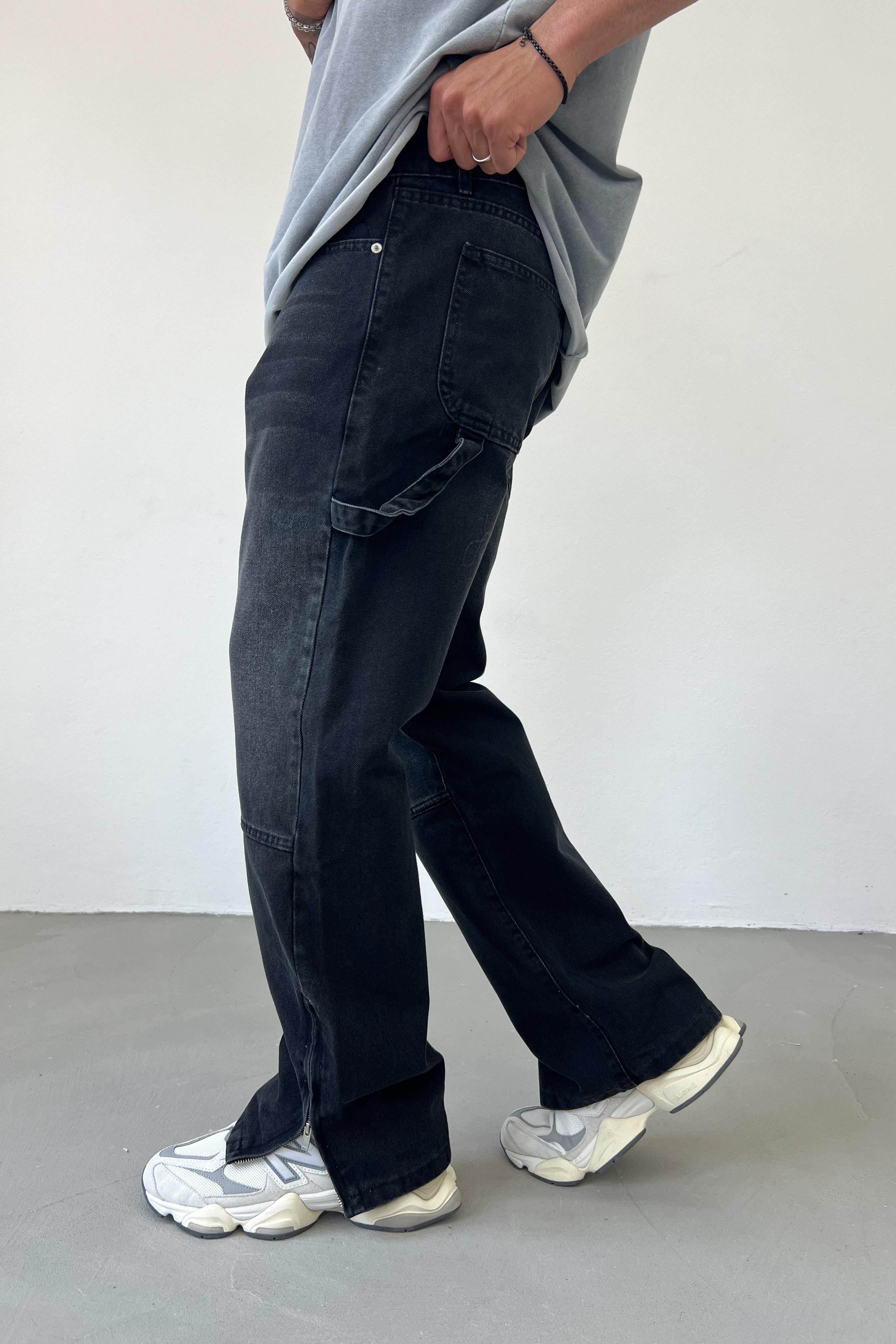 Paçası Fermuarlı Füme Baggy Pantolon 2884-1