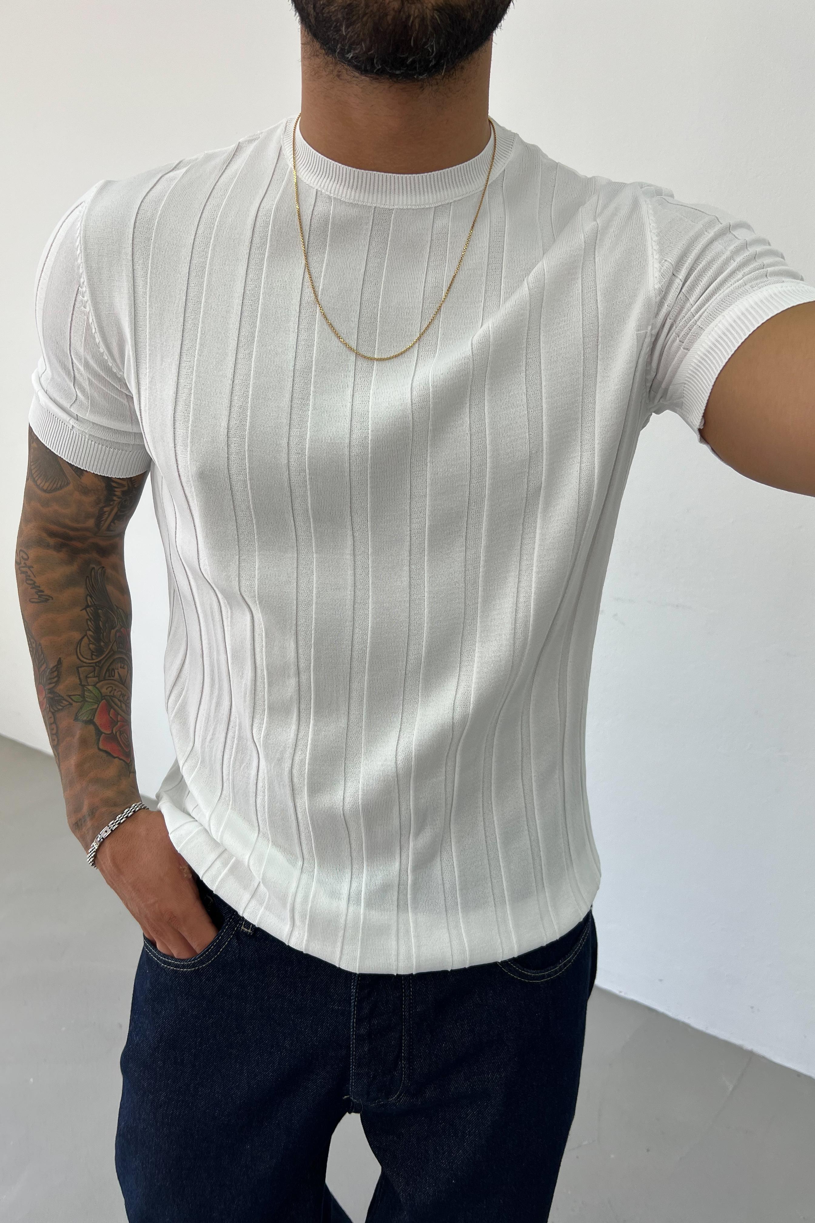 Basic Fitilli Triko 1739 - Beyaz