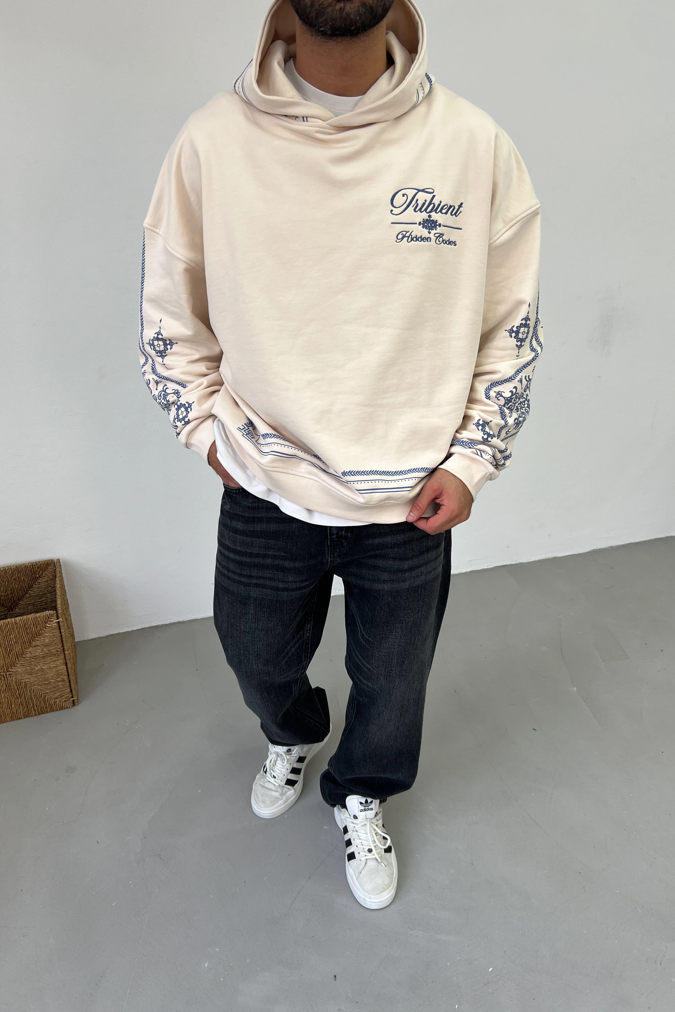 Tribient Desenli Oversize Sweatshirt 26K133 - Bej