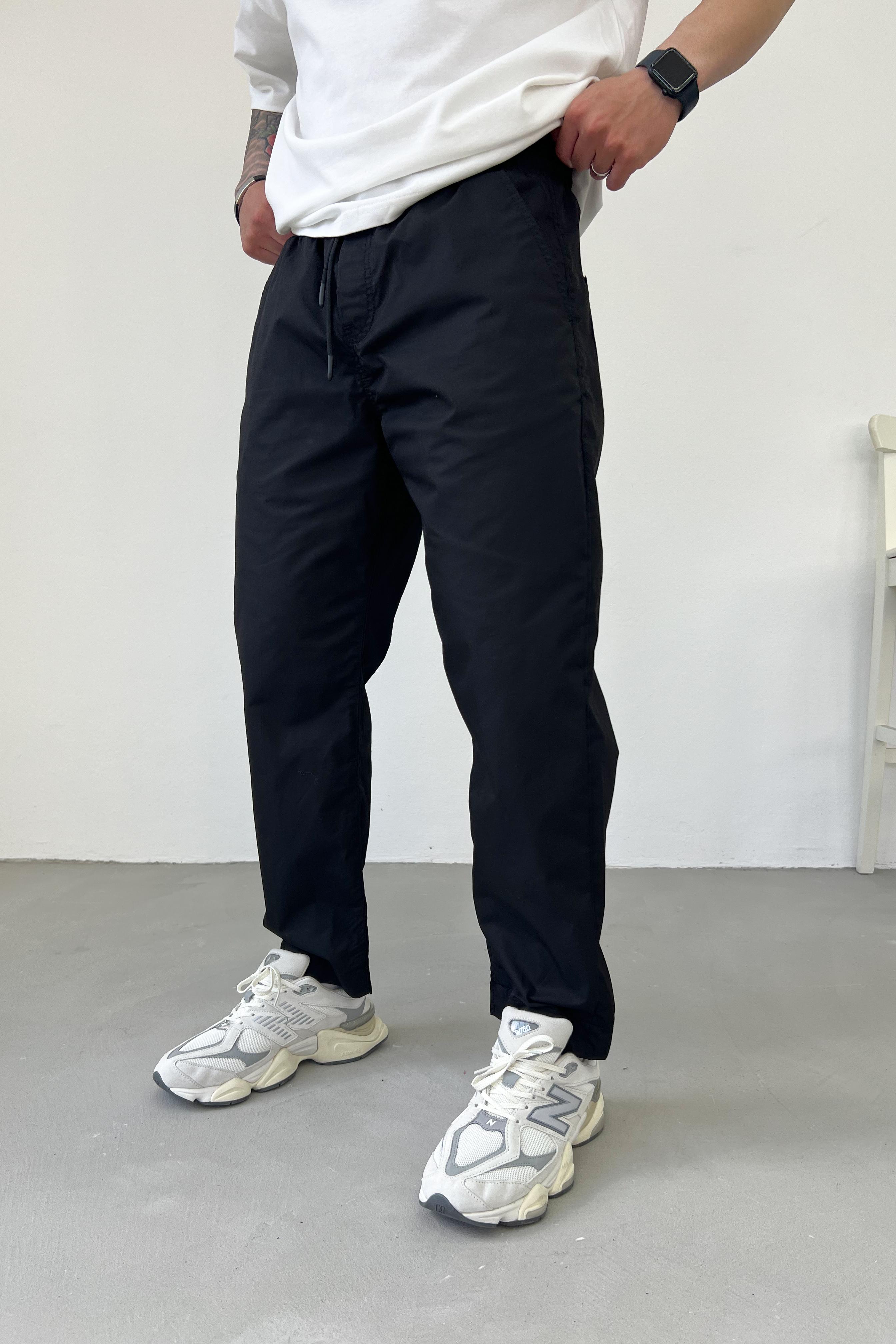 Gabardin Kumaş Siyah Boyfriend Pantolon 16665-STD