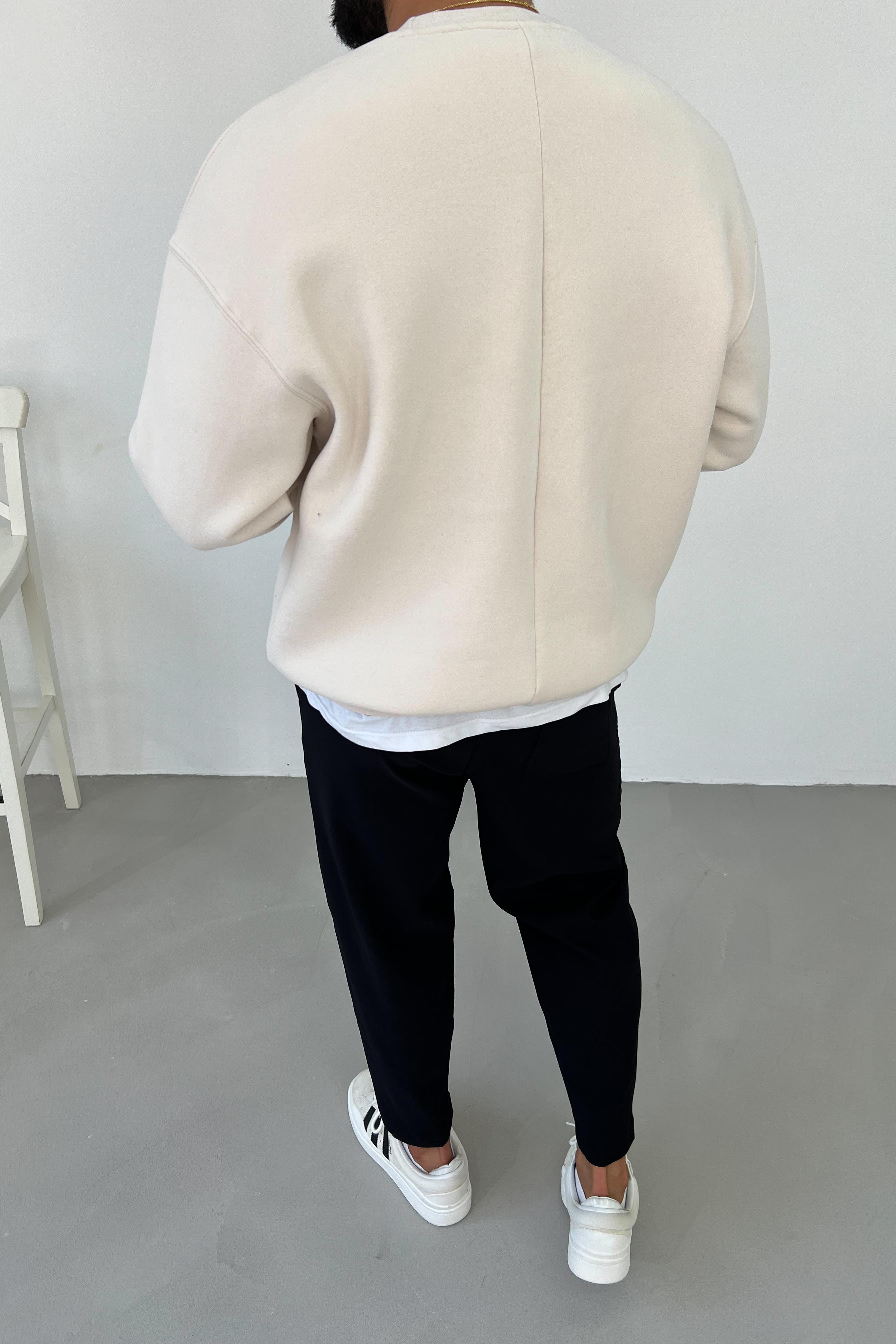 2FT Kalp Nakışlı Bej Oversize Sweatshirt 1596