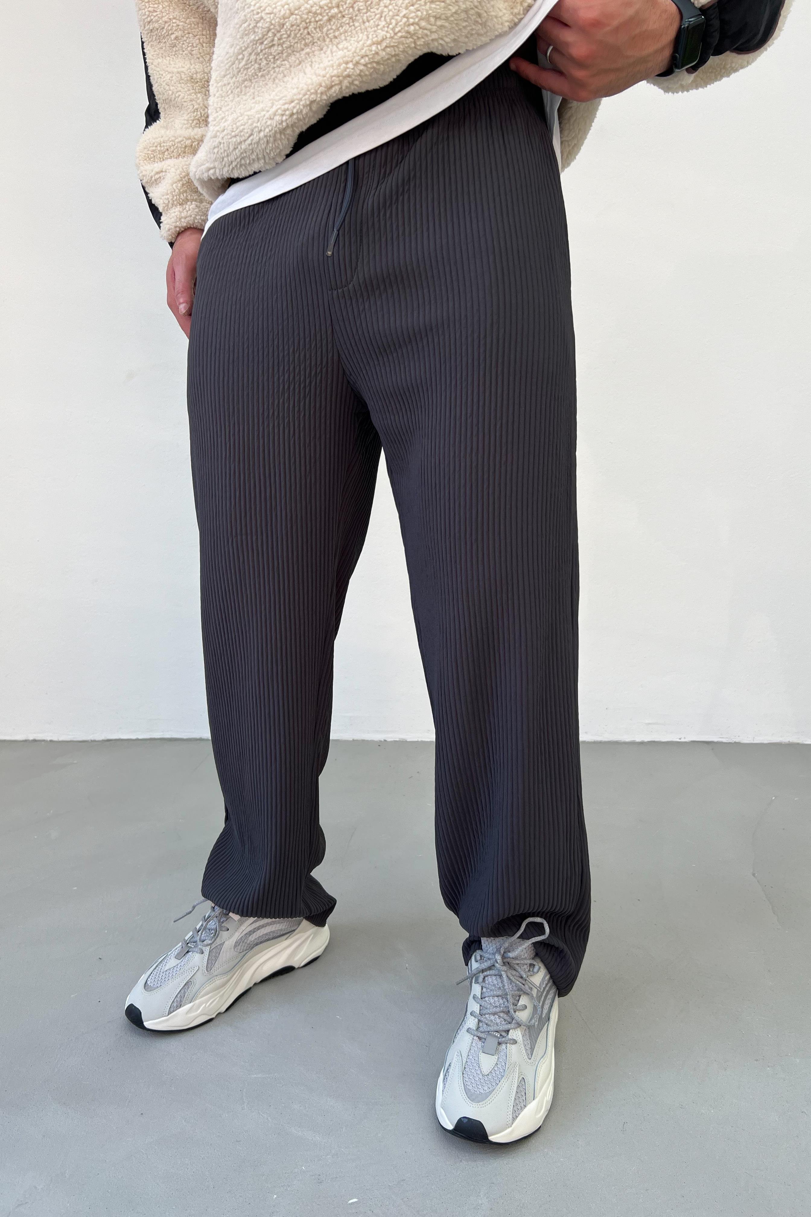 Ottoman Kumaş Fitilli Füme Baggy Eşofman 1544