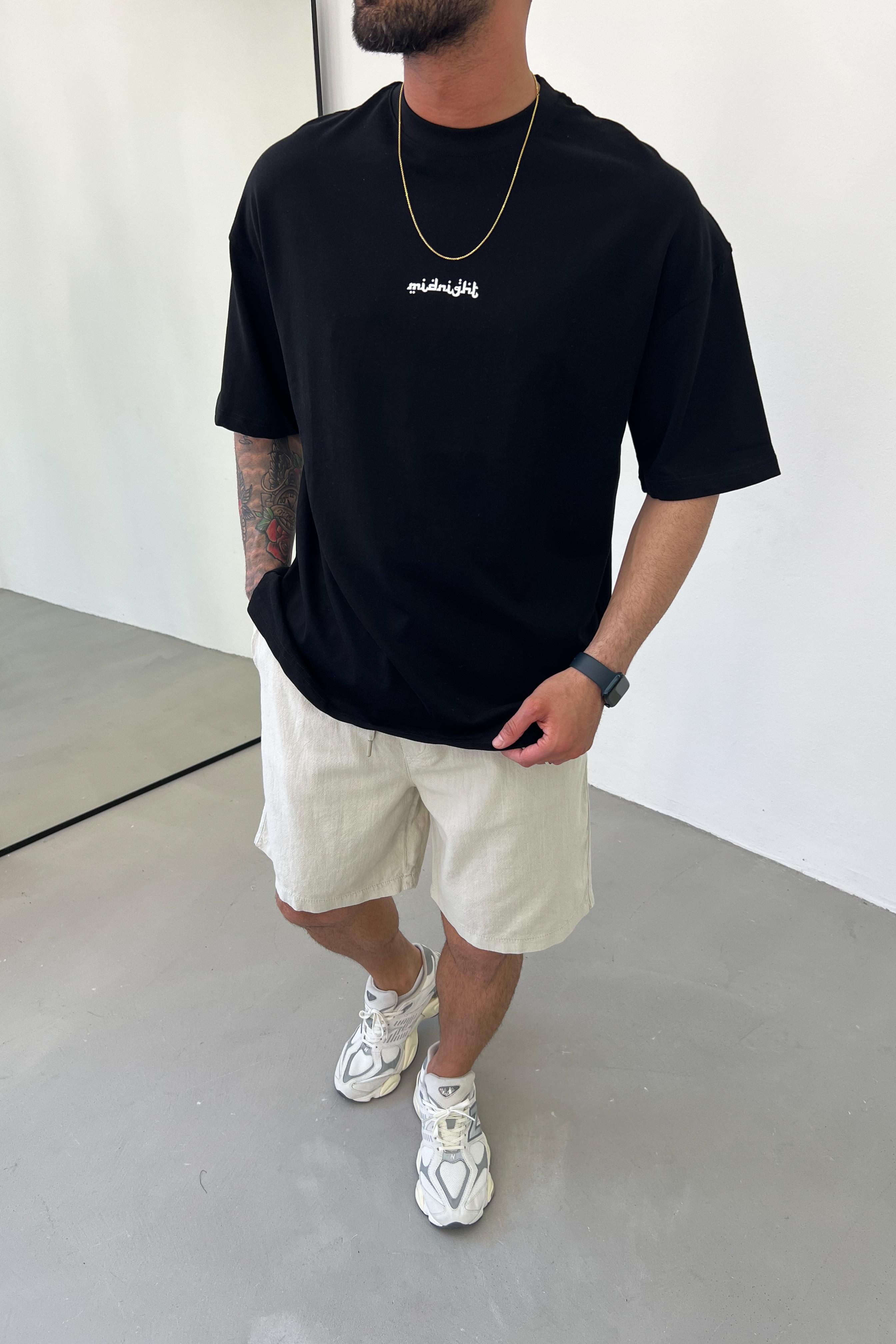 Midnight Baskılı Oversize Tshirt E70-139