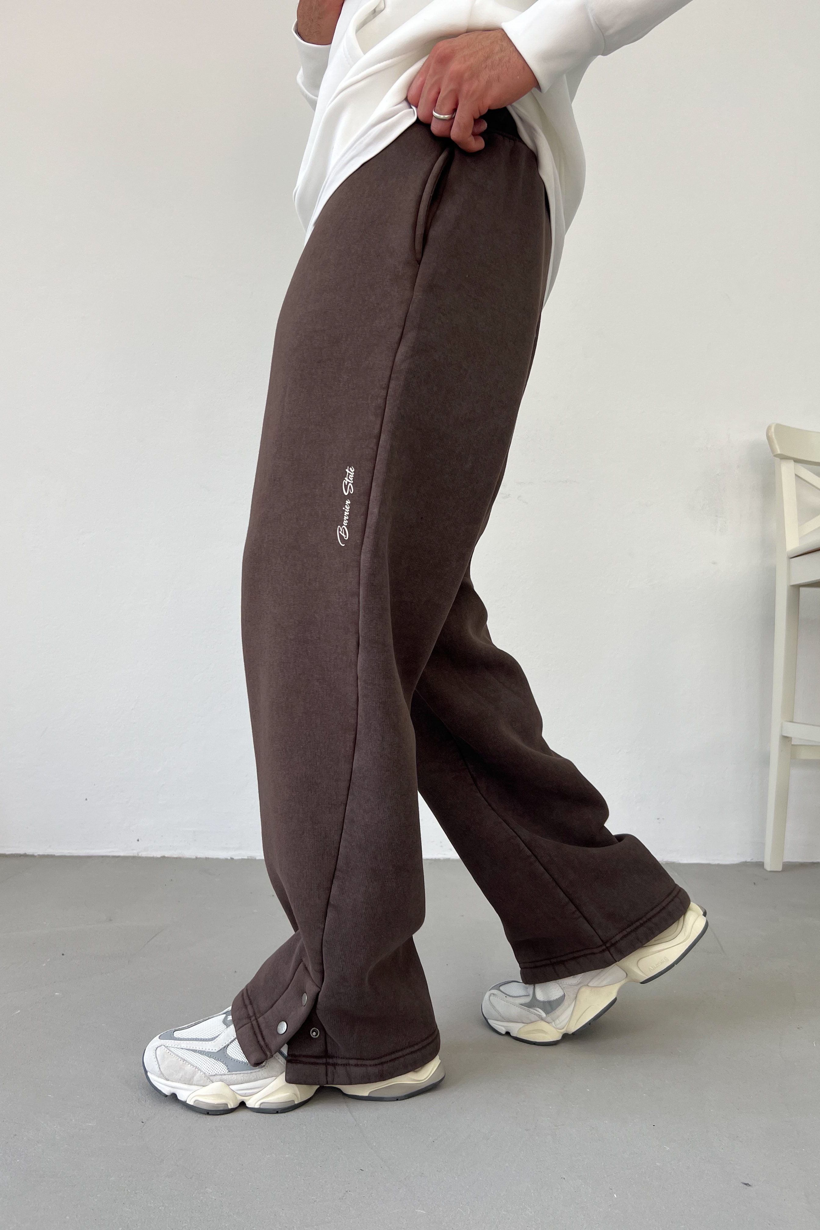 Çıtçıt Detaylı Yıkamalı Baggy Eşofman 100-14 - Kahve