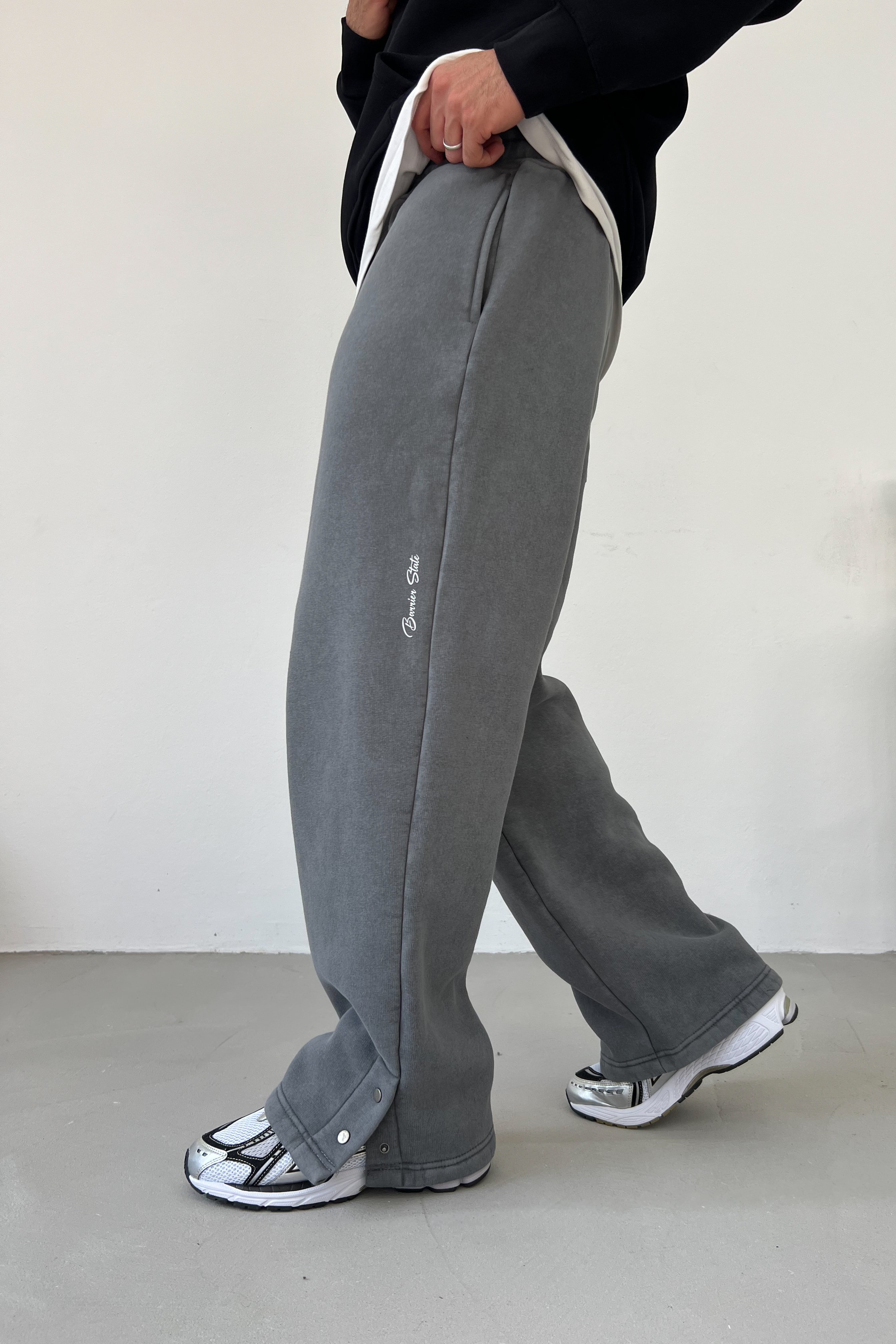 Çıtçıt Detaylı Yıkamalı Baggy Eşofman 100-14 - Gri