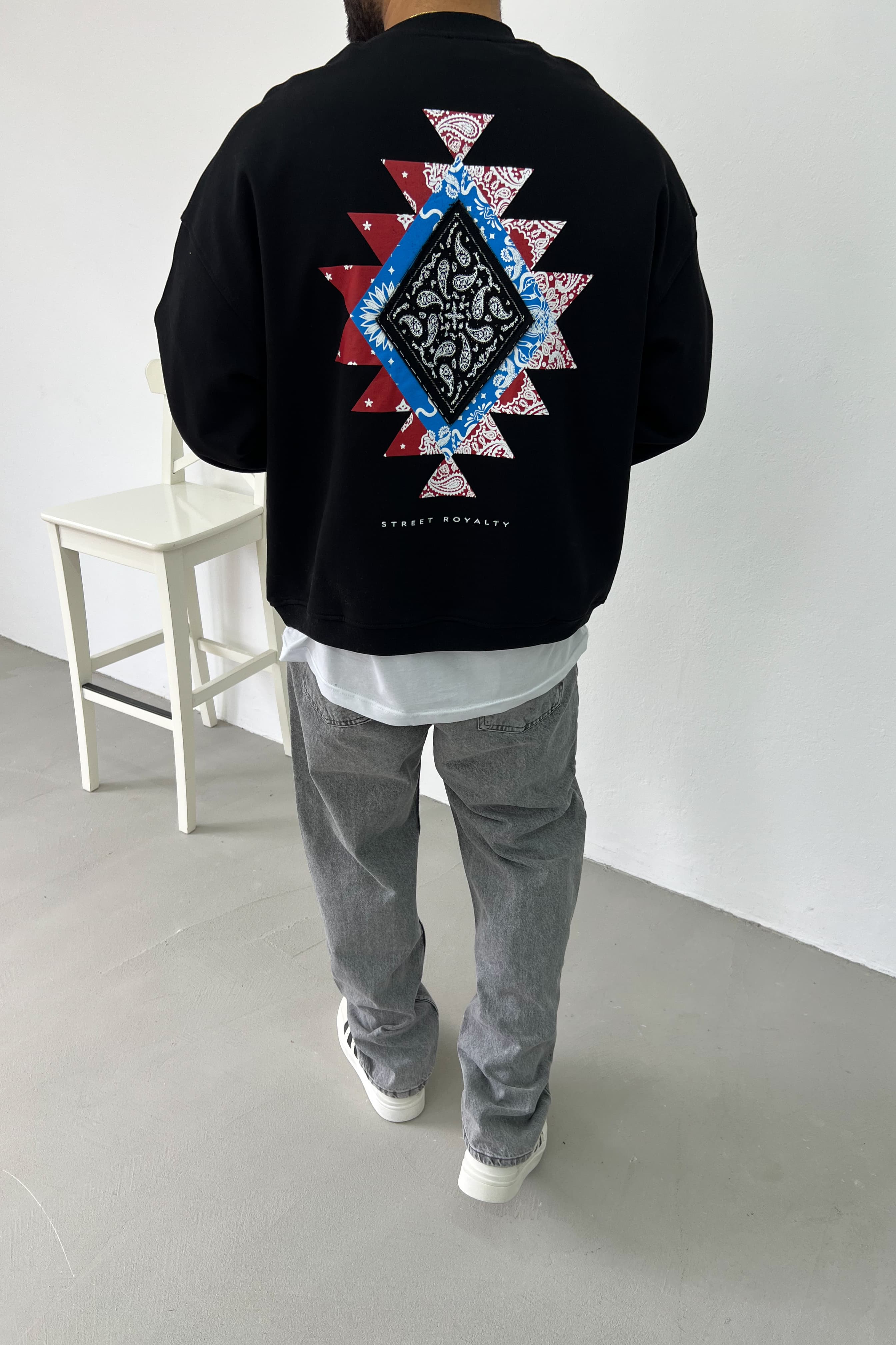 Street Baskılı Oversize Sweatshirt 26K118 - Siyah
