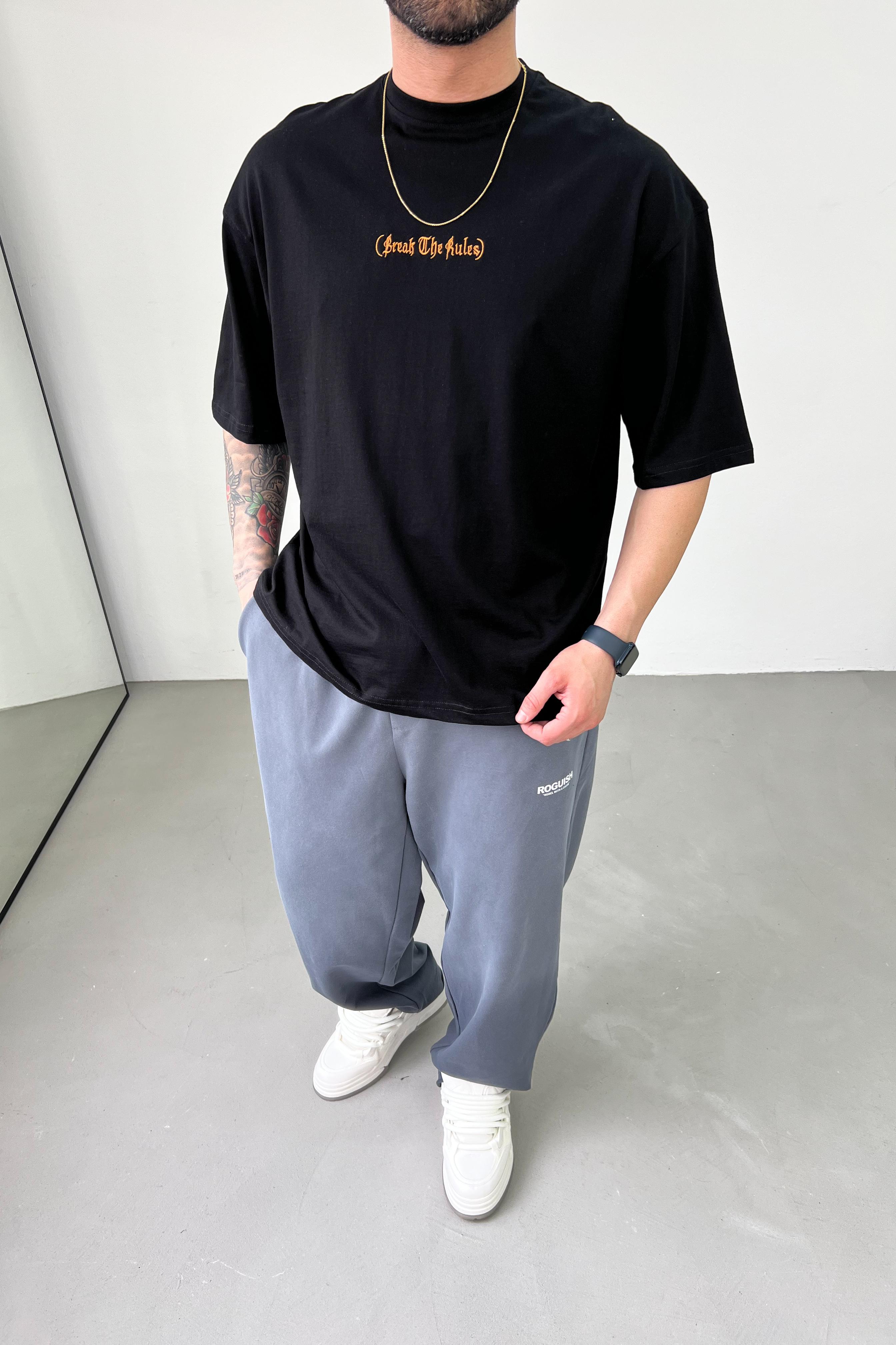 Break The Rules Baskılı Oversize Tshirt 2526