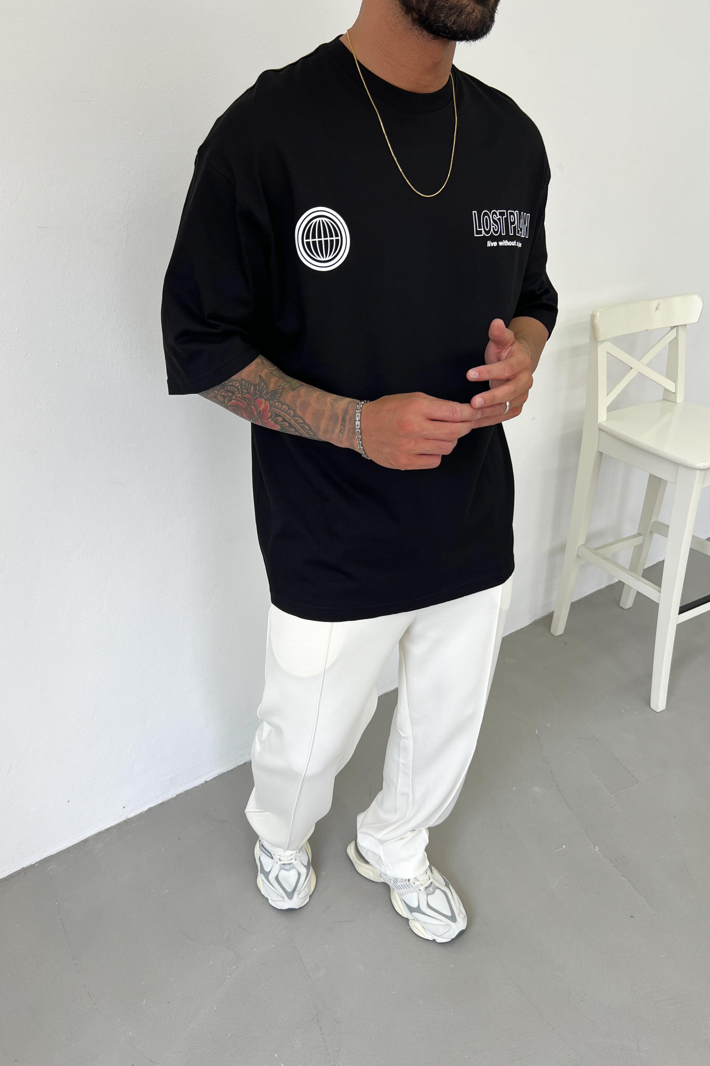 Lost Plan Baskılı Oversize Tshirt 2505