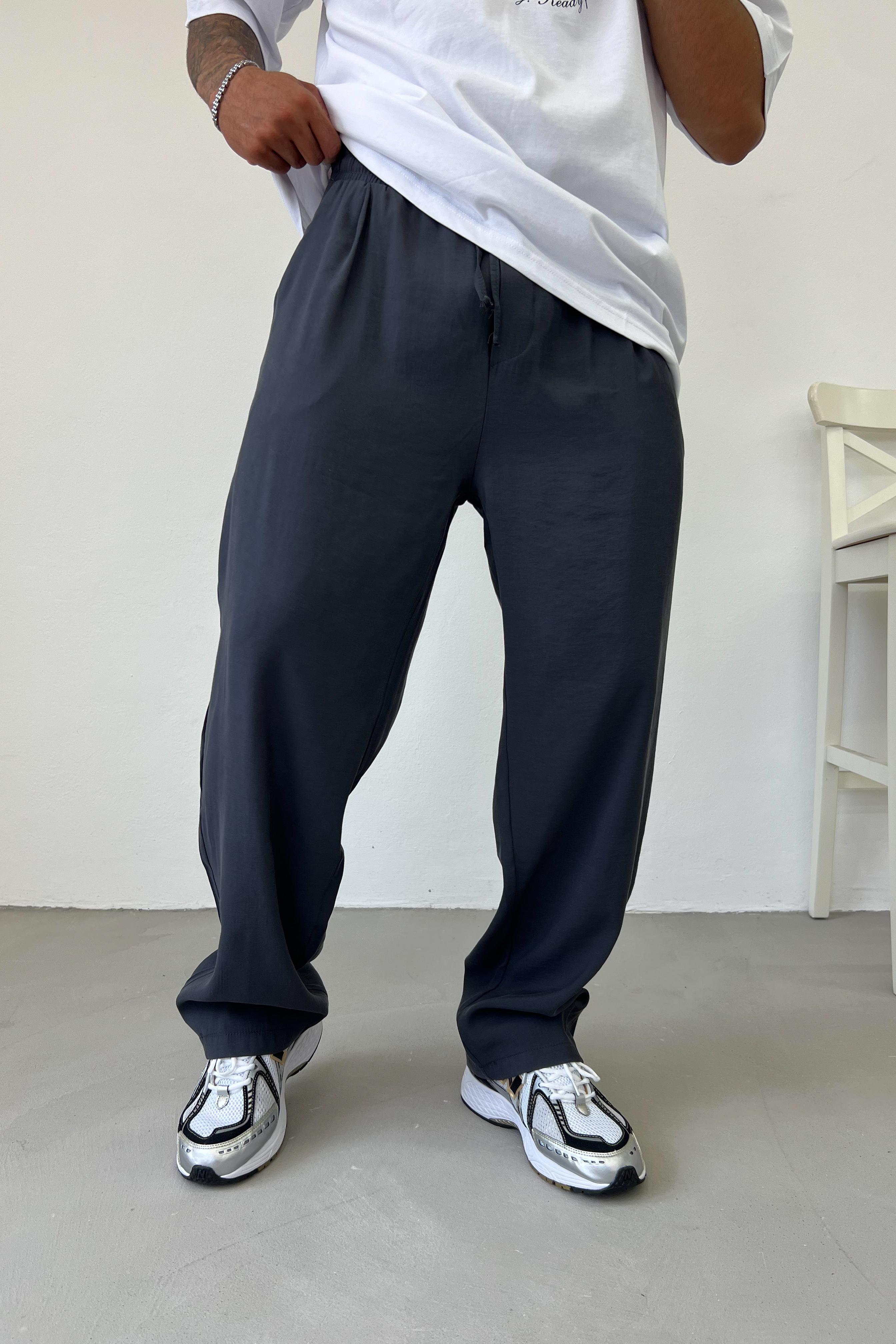 Tensel Kumaş Baggy Pantolon 80-18 - Füme