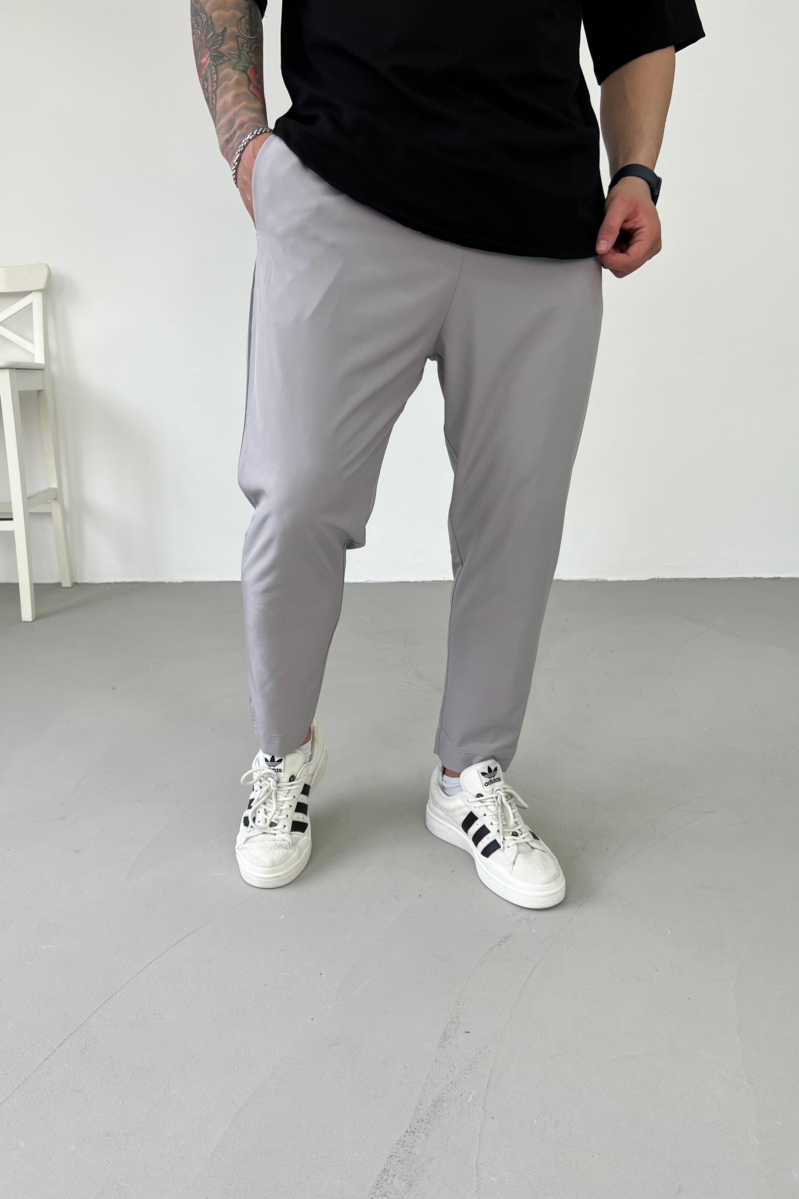 Paraşüt Kumaş Gri Likralı Jogger 1522
