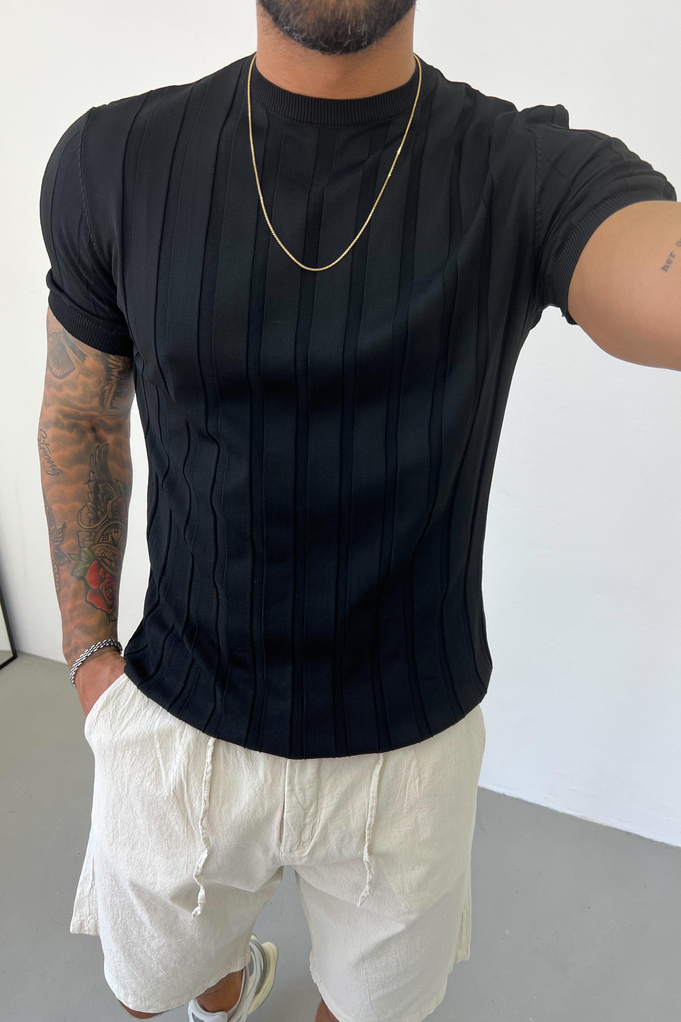Basic Fitilli Triko 1739 - Siyah