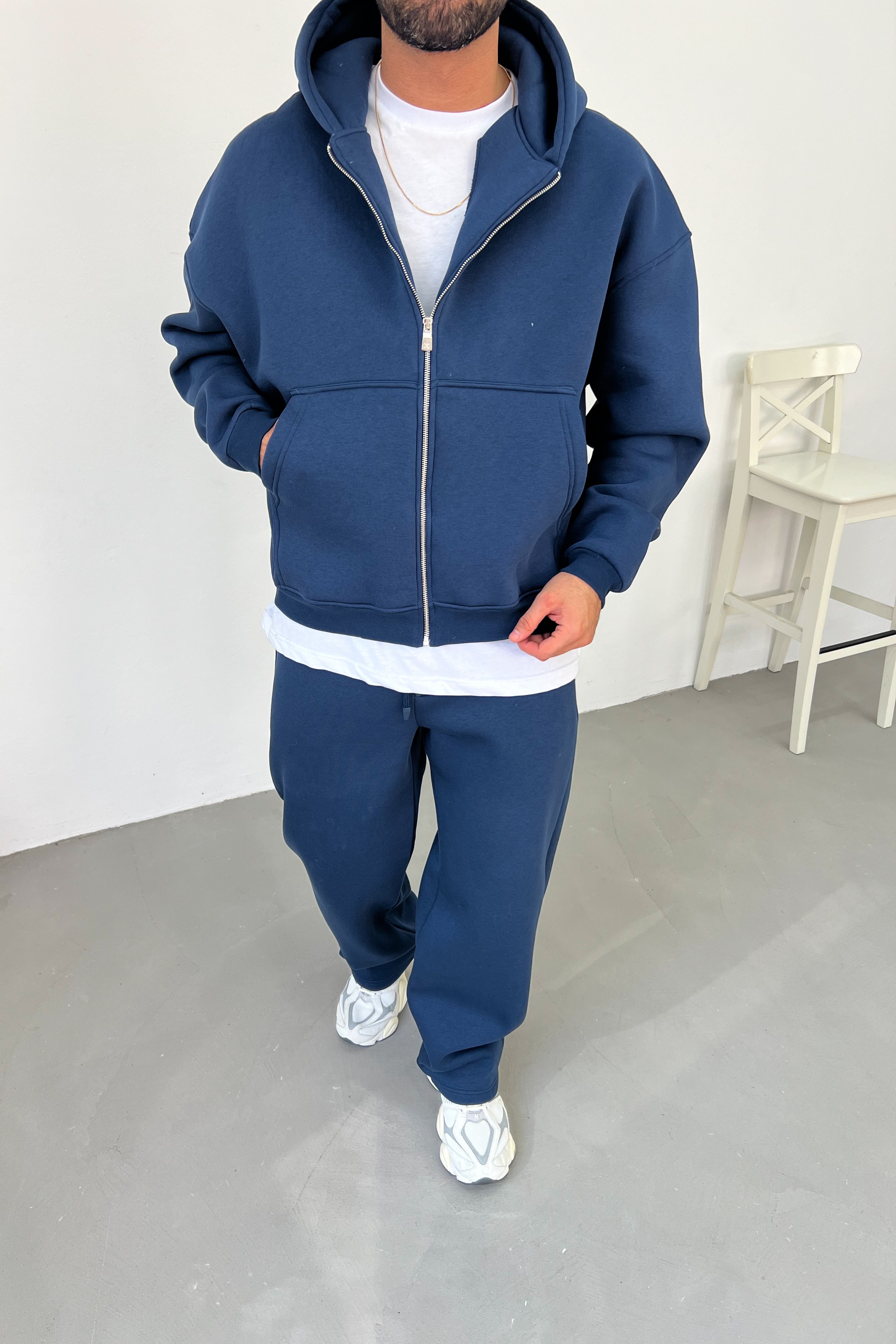 Kapüşonlu Oversize Basic Sweatshirt 26K115 - Lacivert