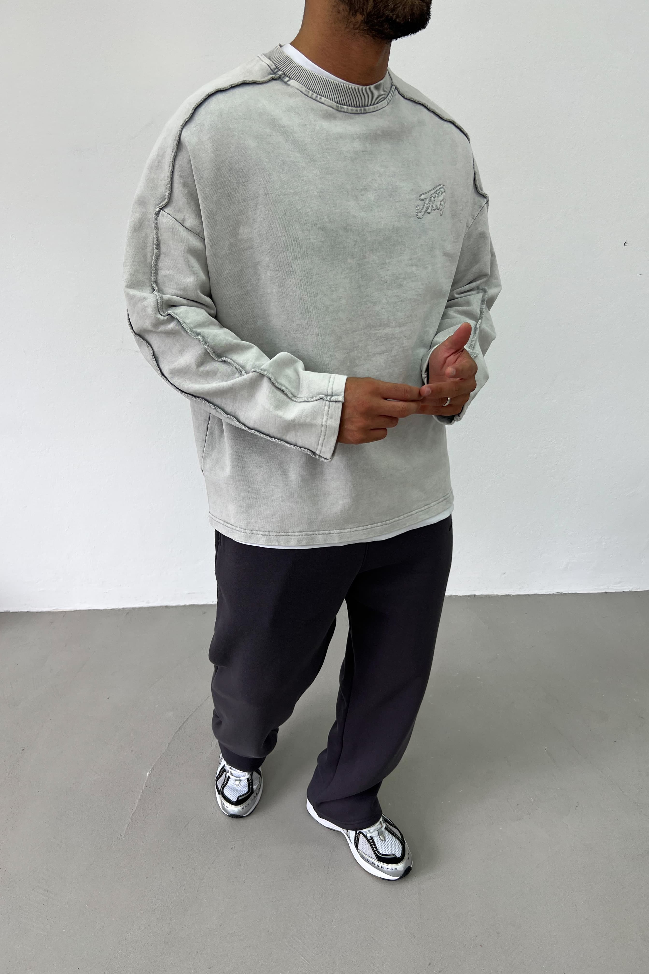 Jcy Dikiş Detaylı Yıkamalı Oversize Sweatshirt 26K113