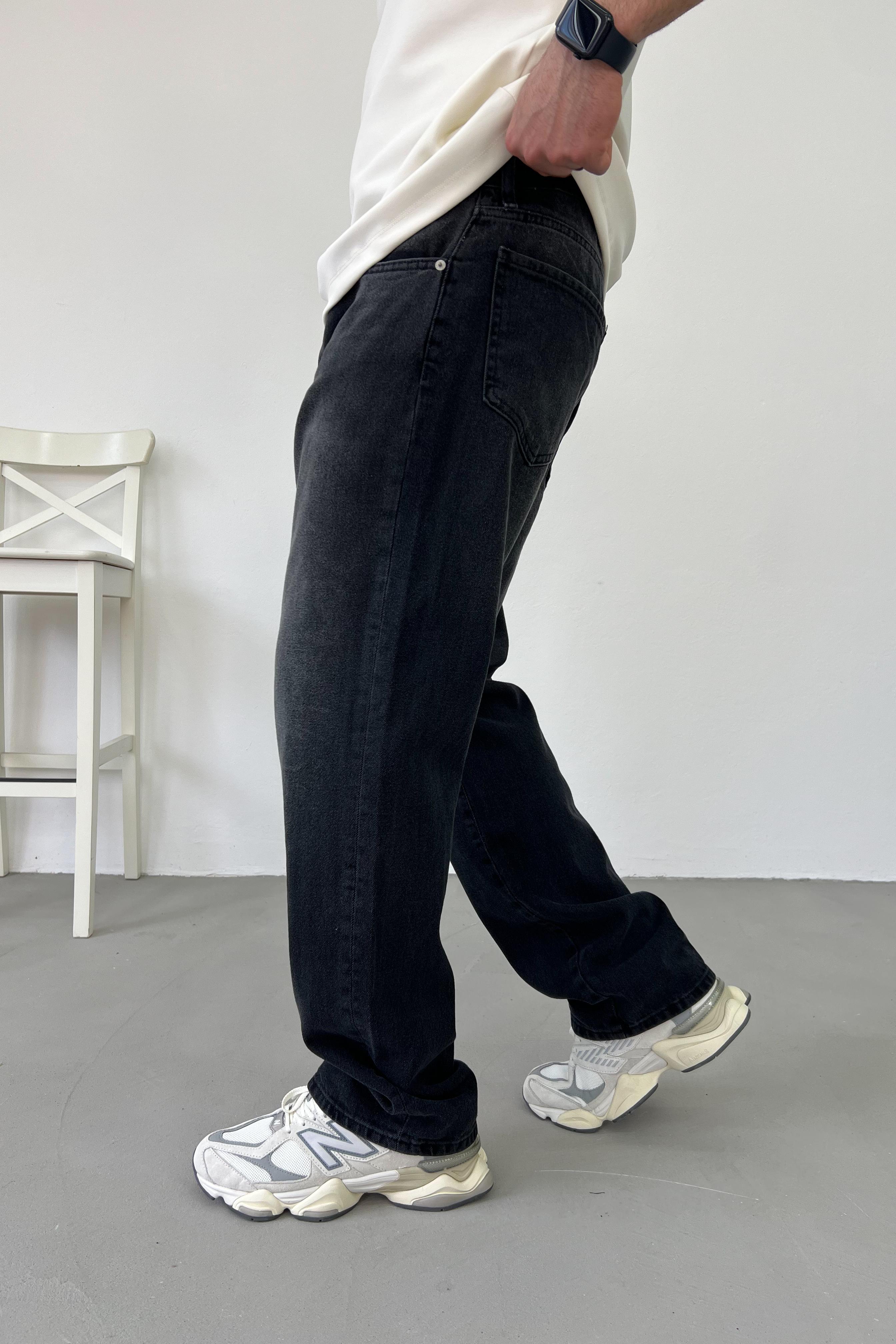 Taşlamalı Füme Baggy Pantolon 16728-1