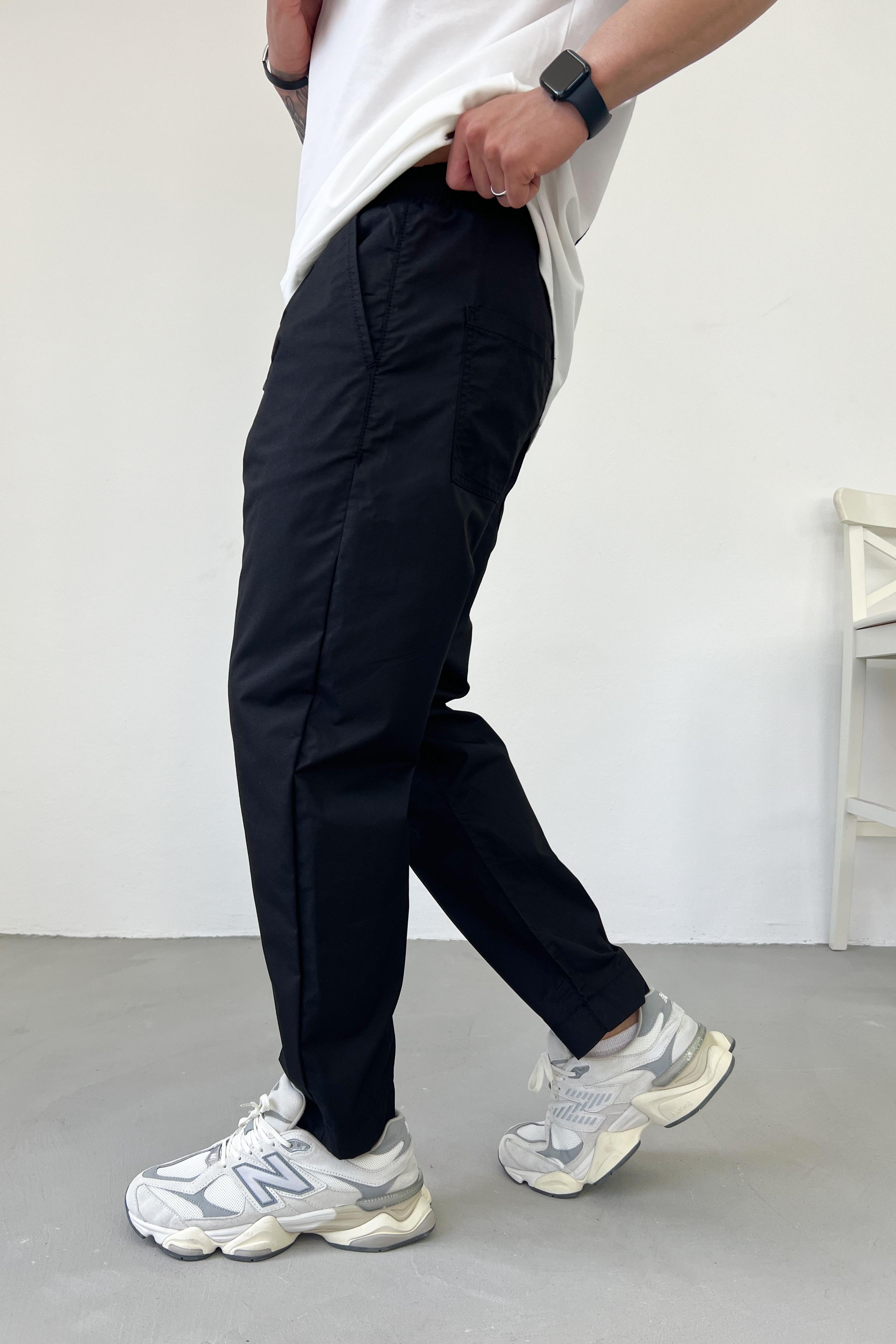 Gabardin Kumaş Siyah Boyfriend Pantolon 16665-STD