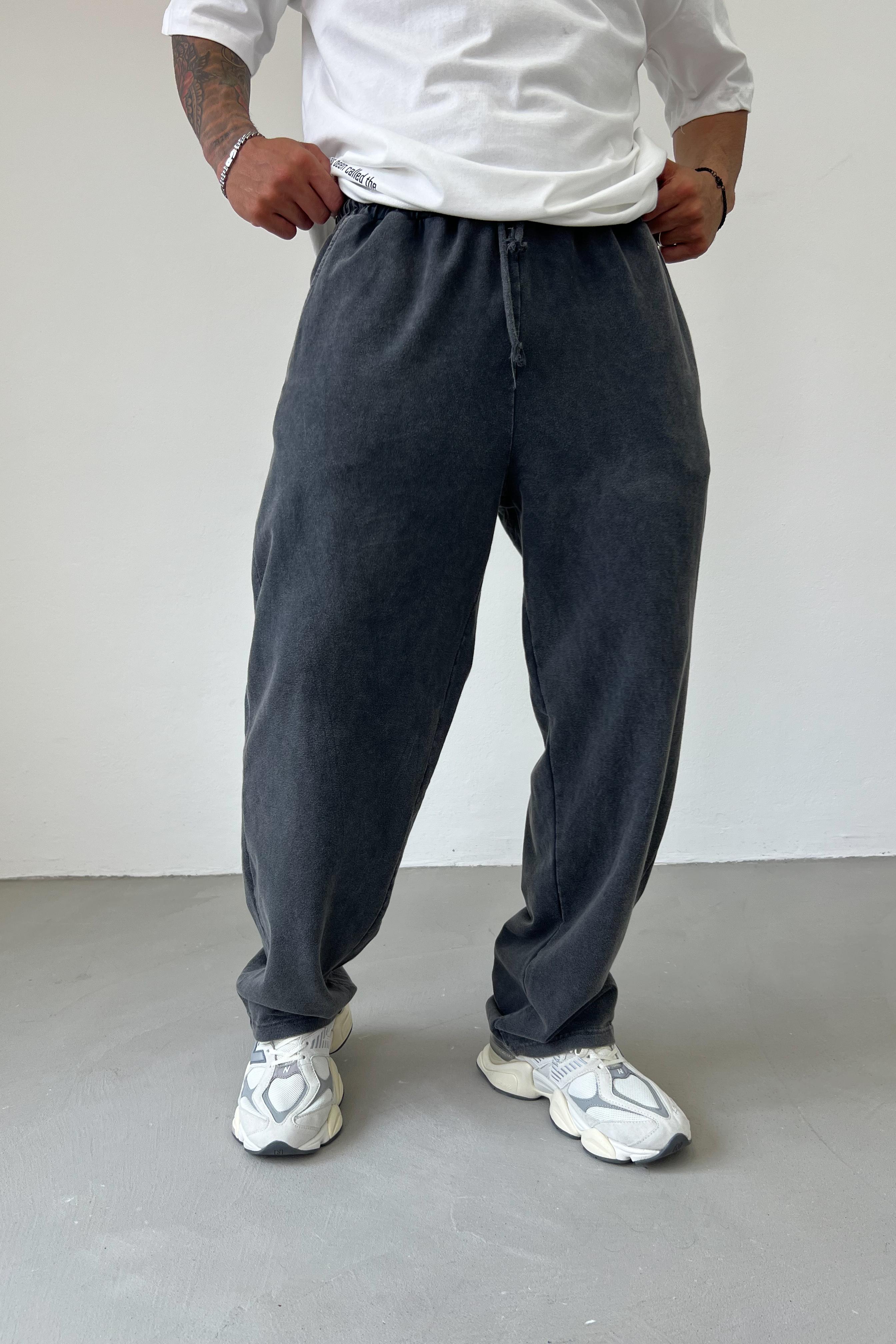 Yıkamalı Basic Baggy Eşofman 5680 - Antrasit