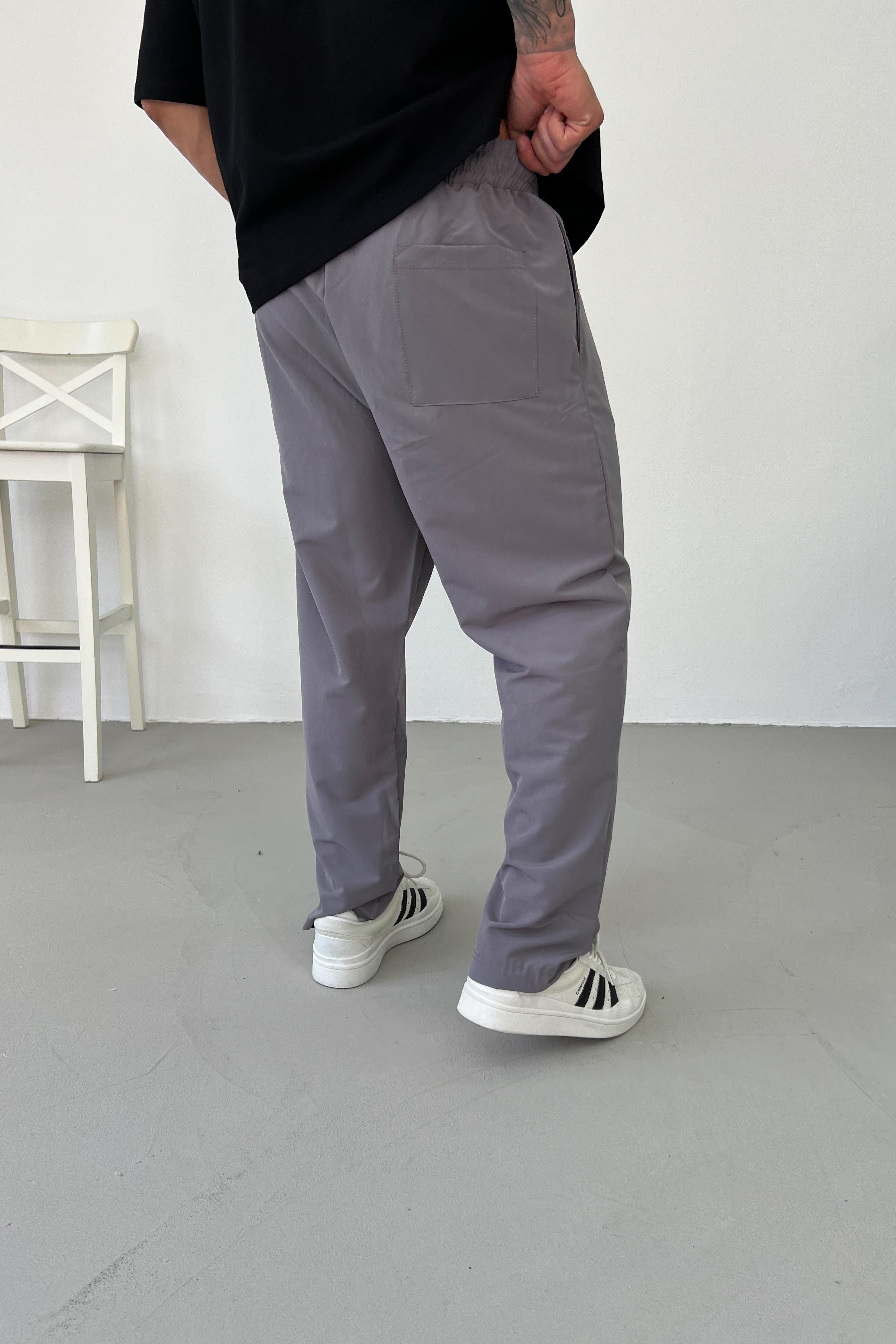 Paraşüt Kumaş Koyu Gri Baggy Eşofman 1530