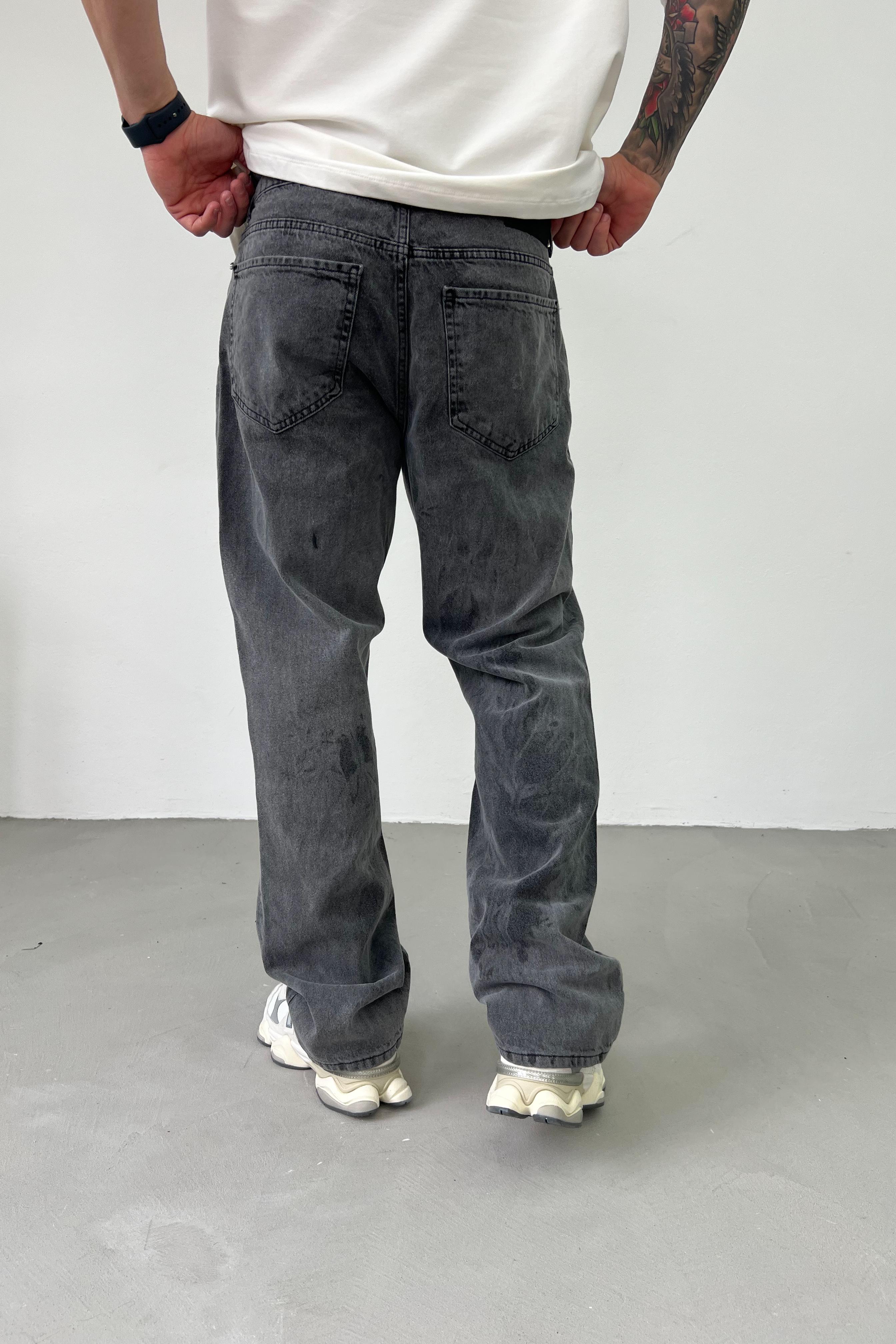 Batik Yıkamalı Gri Baggy Pantolon 16671-STD