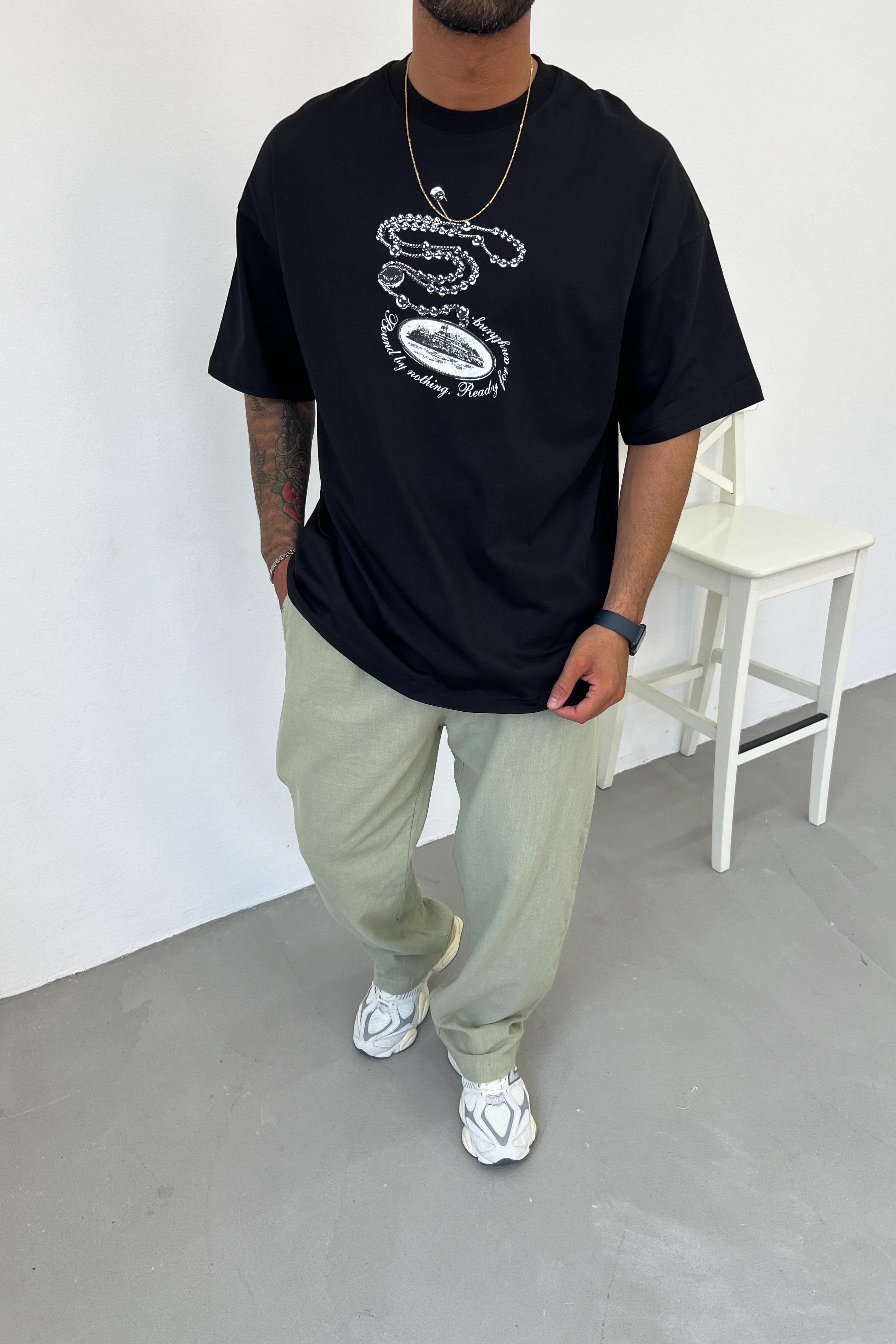 Anything Baskılı Oversize Tshirt 25Y216 - Siyah