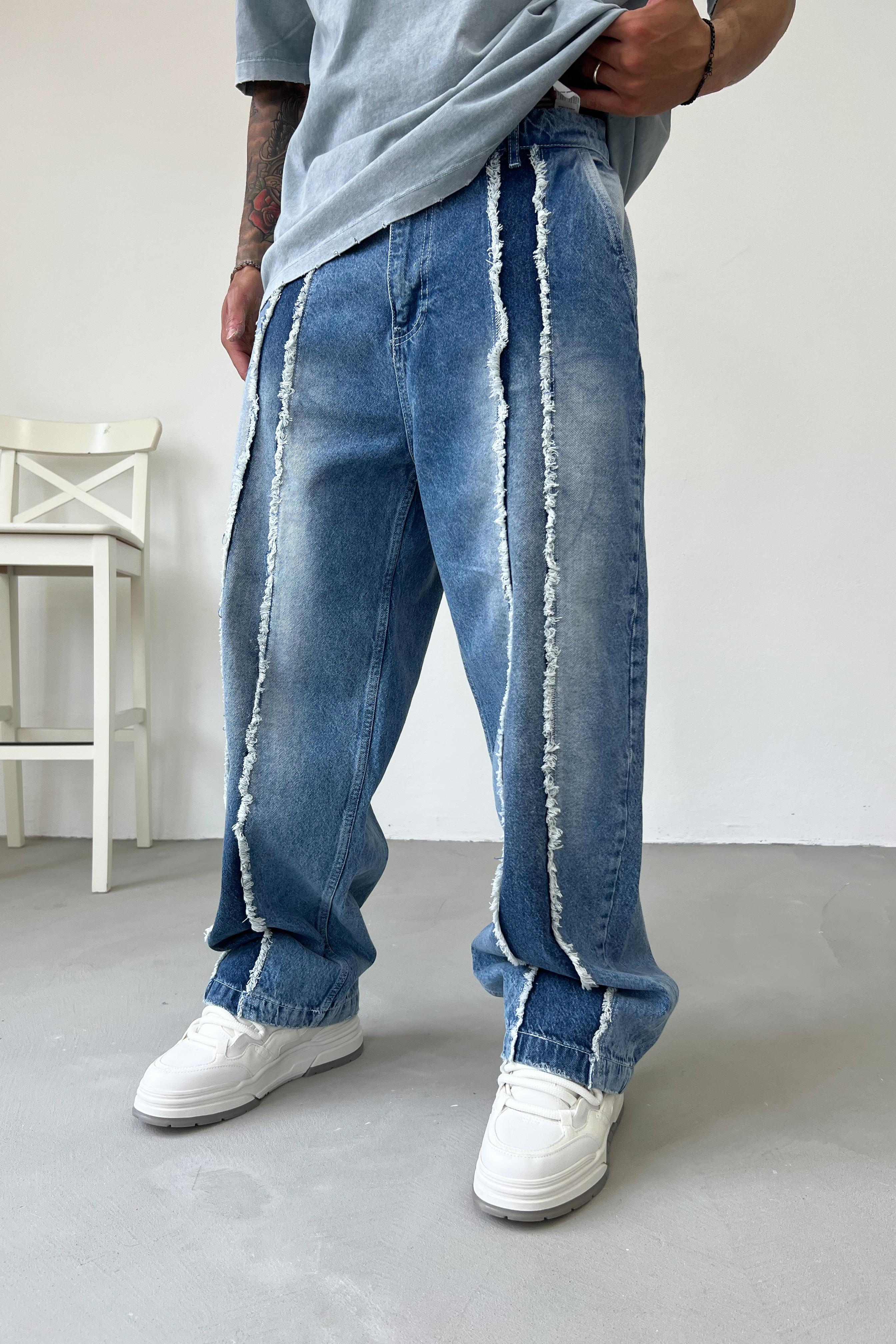 Özel Tasarım Mavi Baggy Pantolon K573