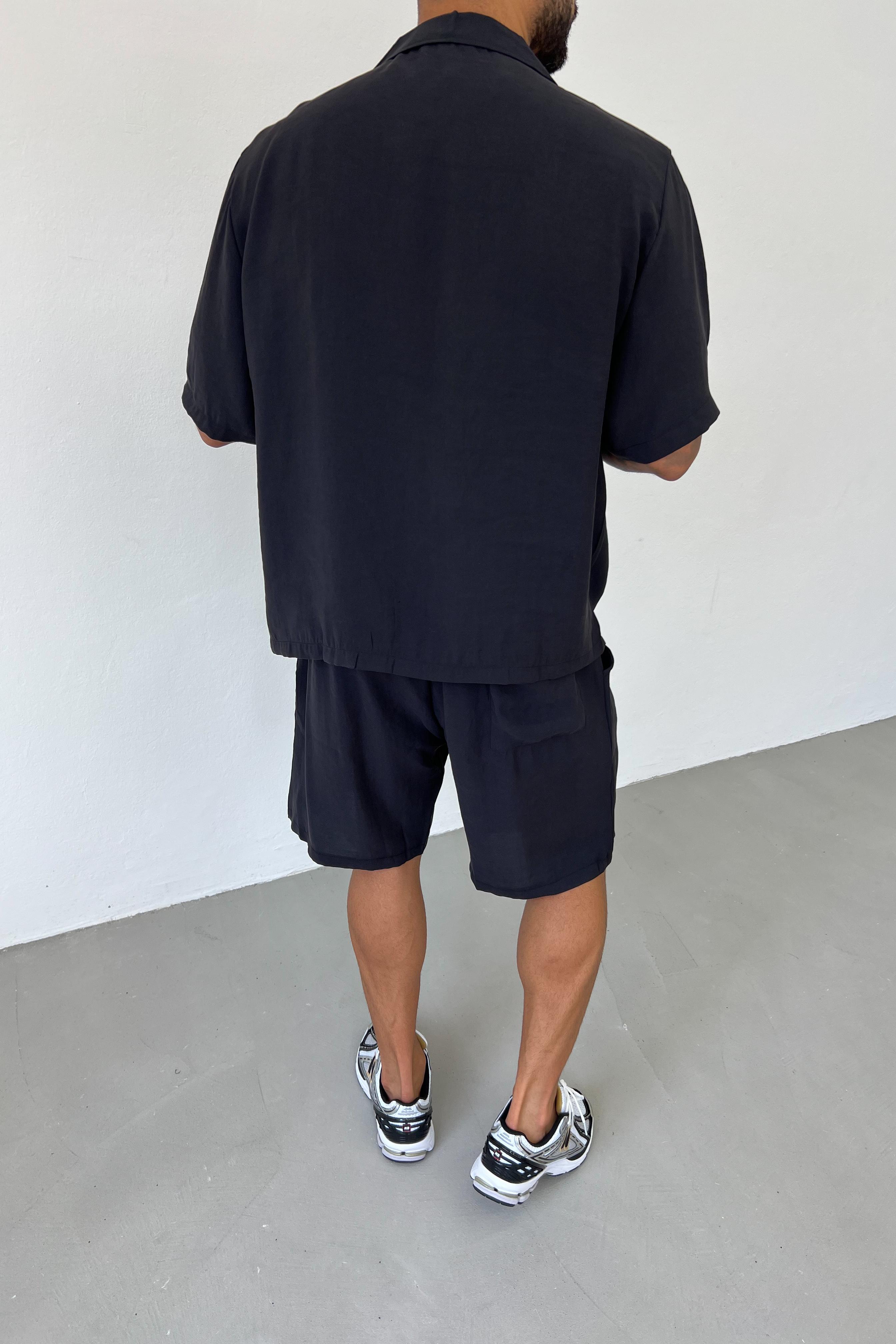 Tensel Kumaş Oversize Siyah Takım 30-28
