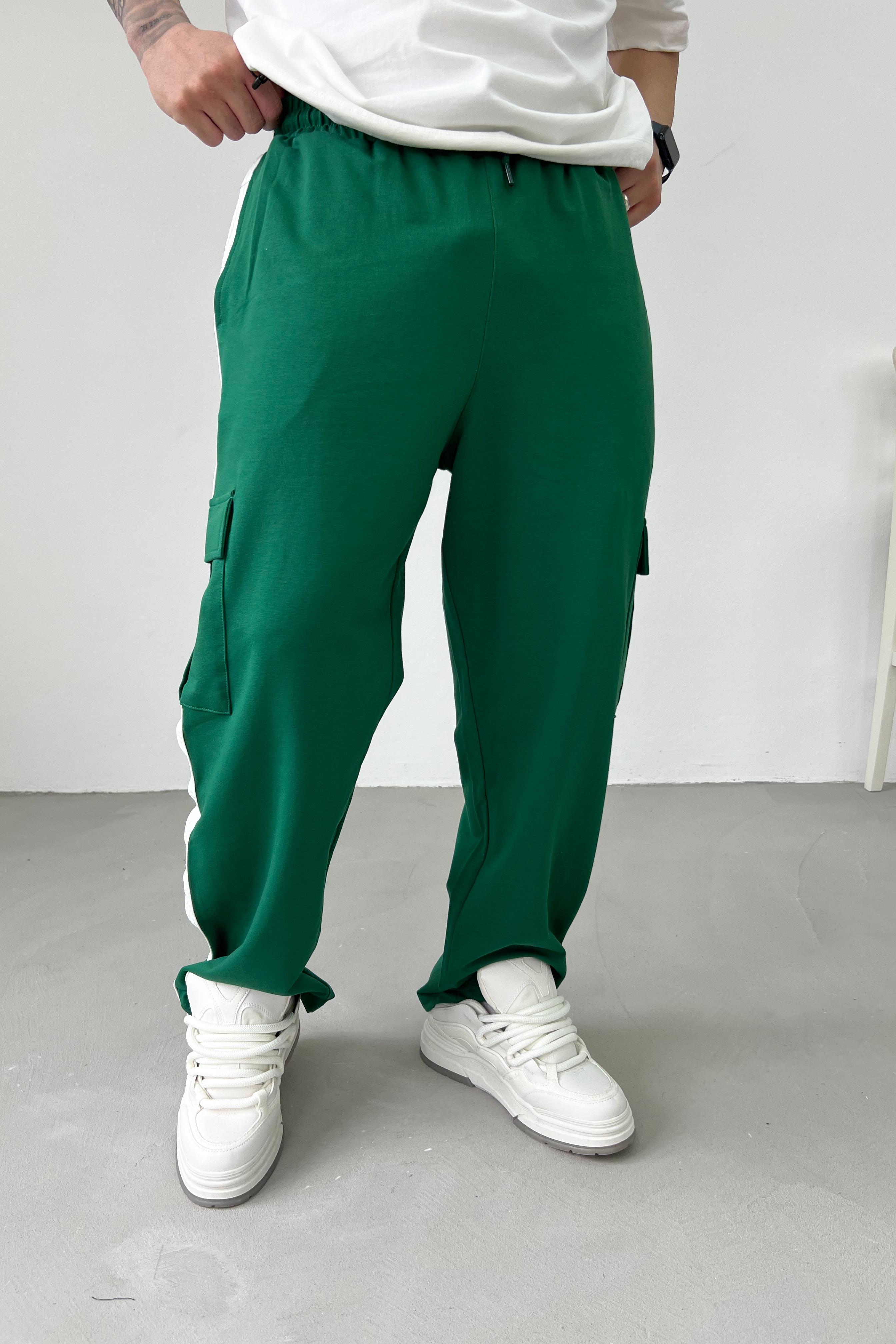 Örgü Şerit Detaylı Kargo Baggy Eşofman 
