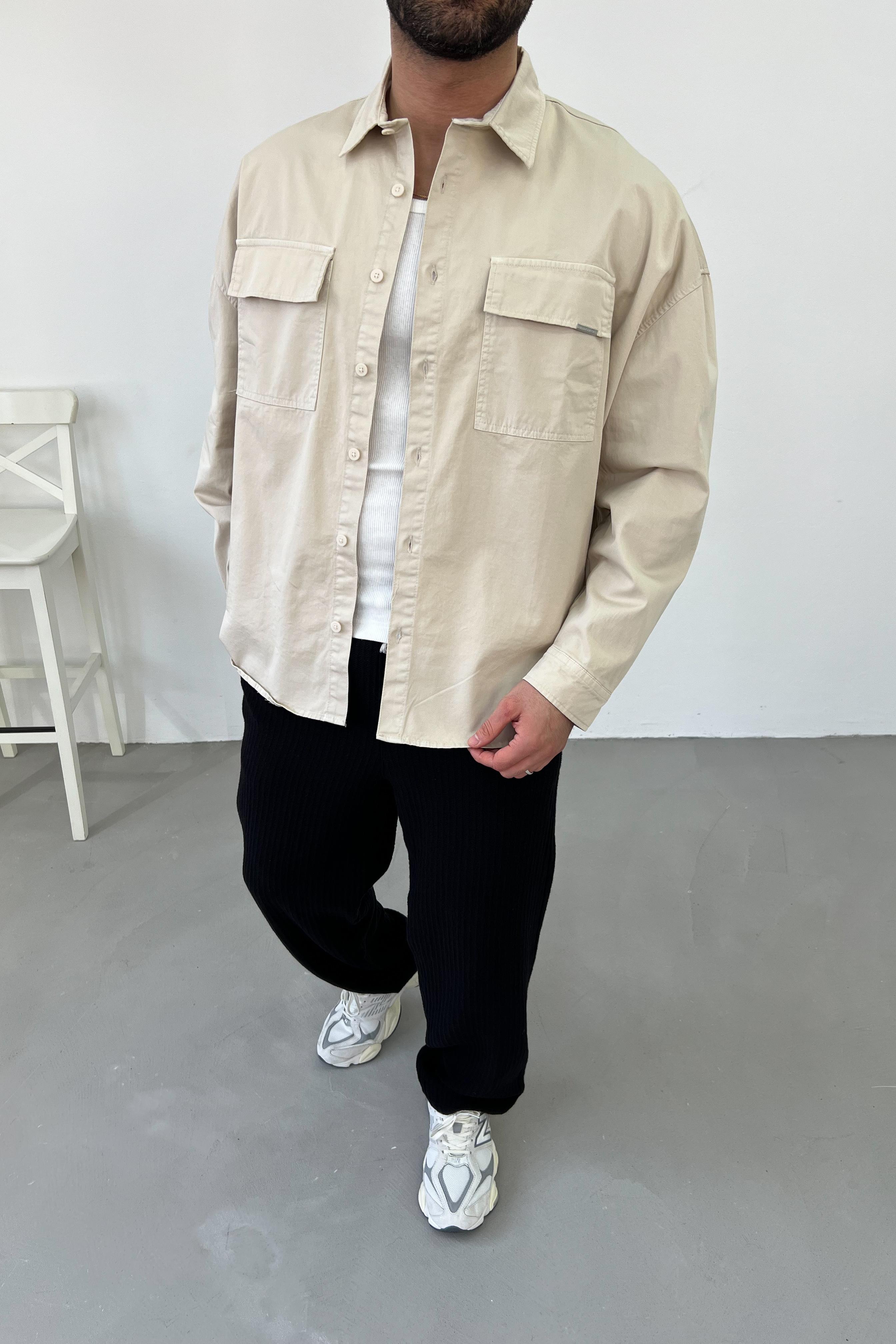 Gabardin Kumaş Oversize İnce Mevsimlik Ceket 1100 - Bej