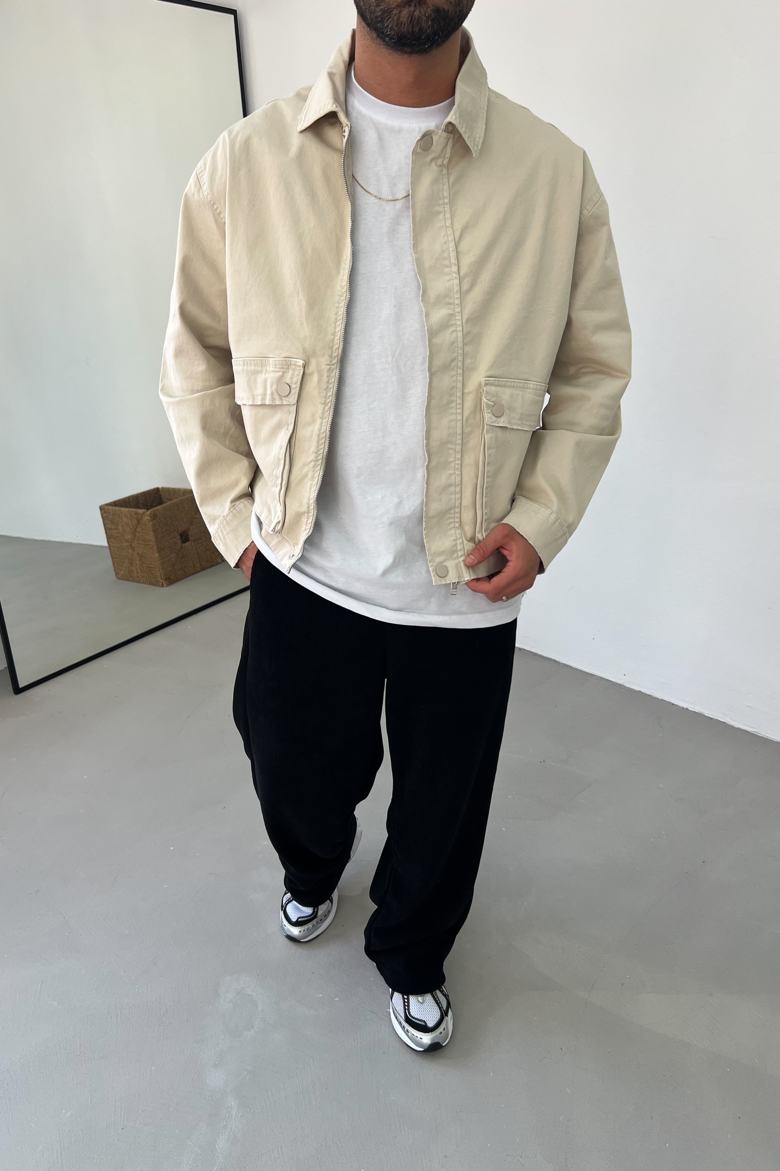 Oversize Tokyo Gabardin Ceket 7401 - Taş