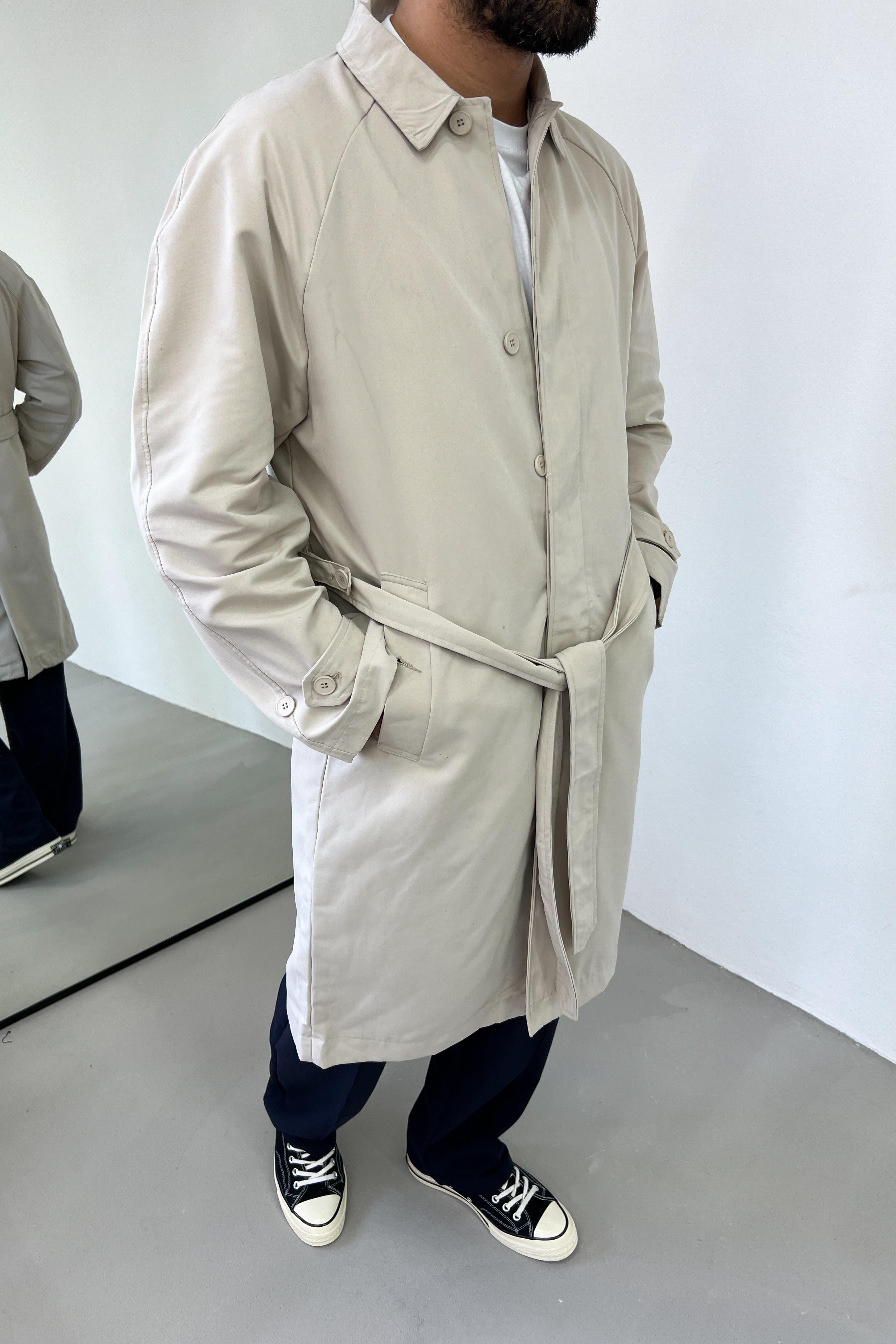Oversize Bej Trençkot 4042