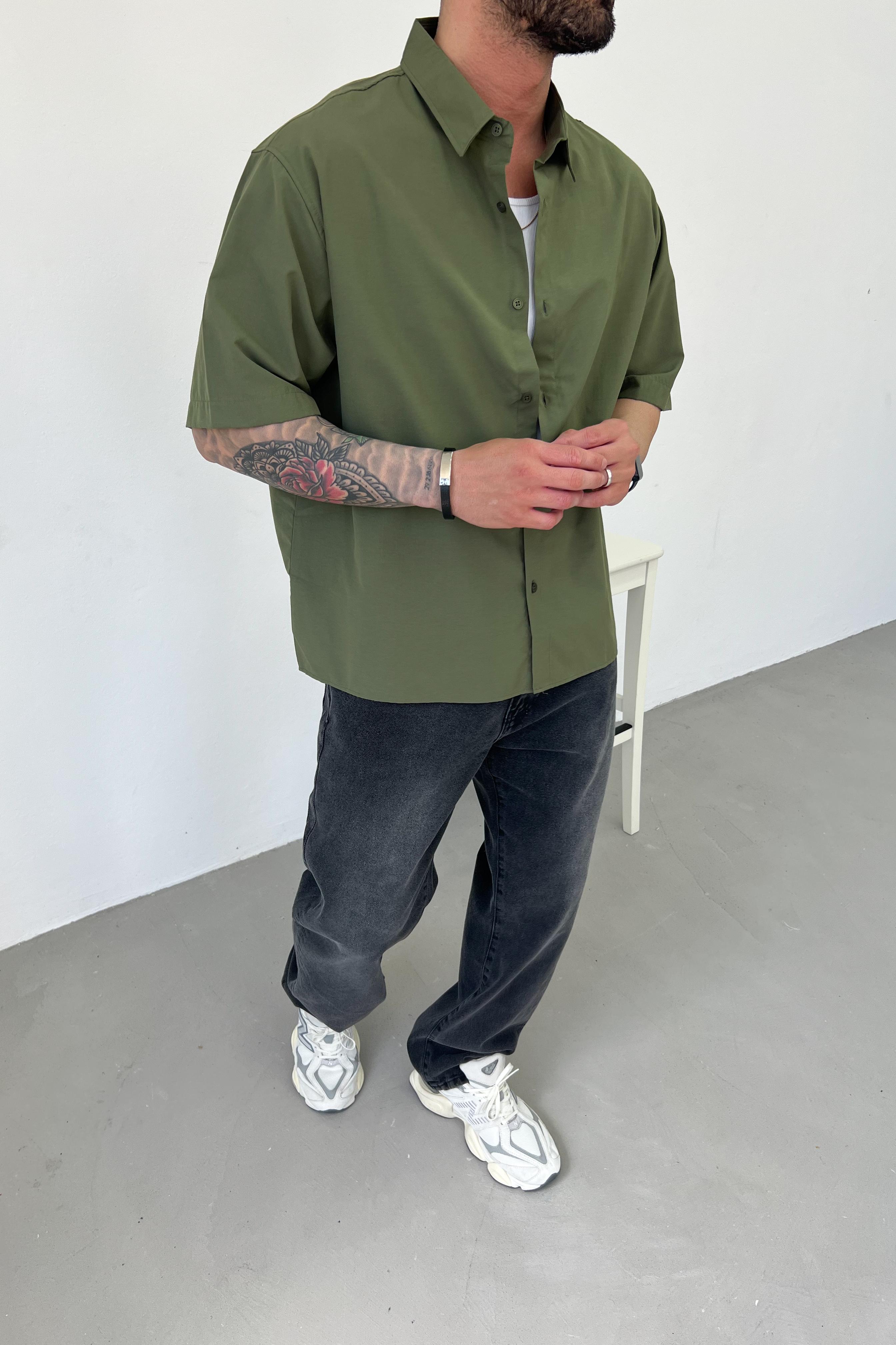 Oversize Basic Kısa Kollu Gömlek 10-13