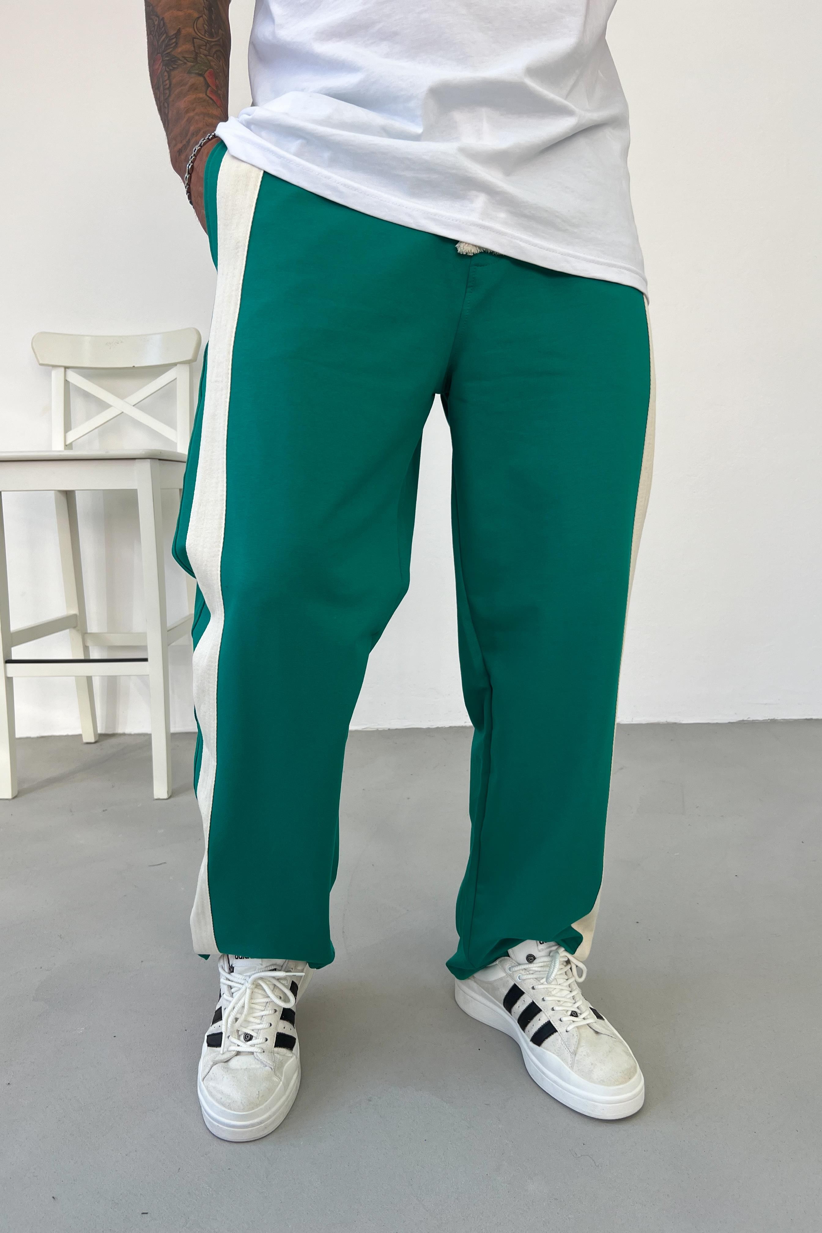 Şerit Detaylı Yeşil Baggy Eşofman 65