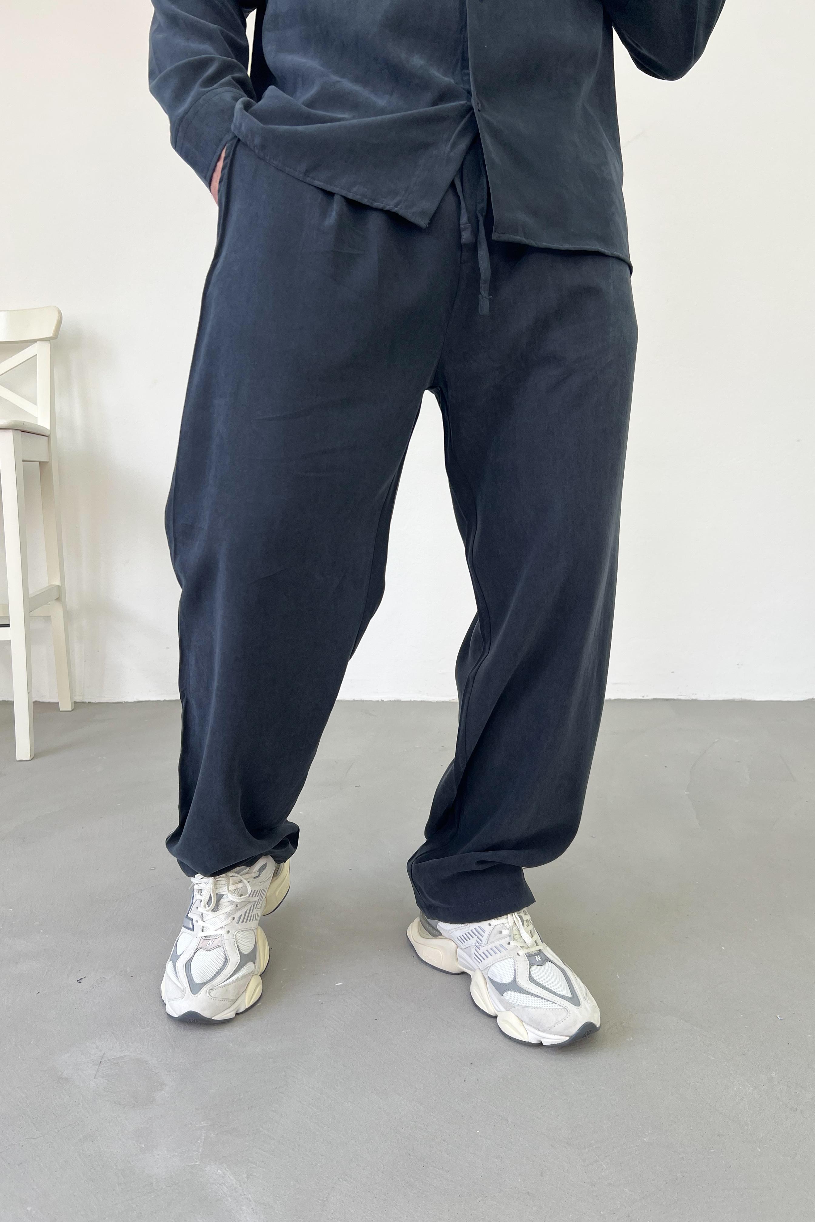 Tensel Kumaş Baggy Pantolon 1005 - Siyah