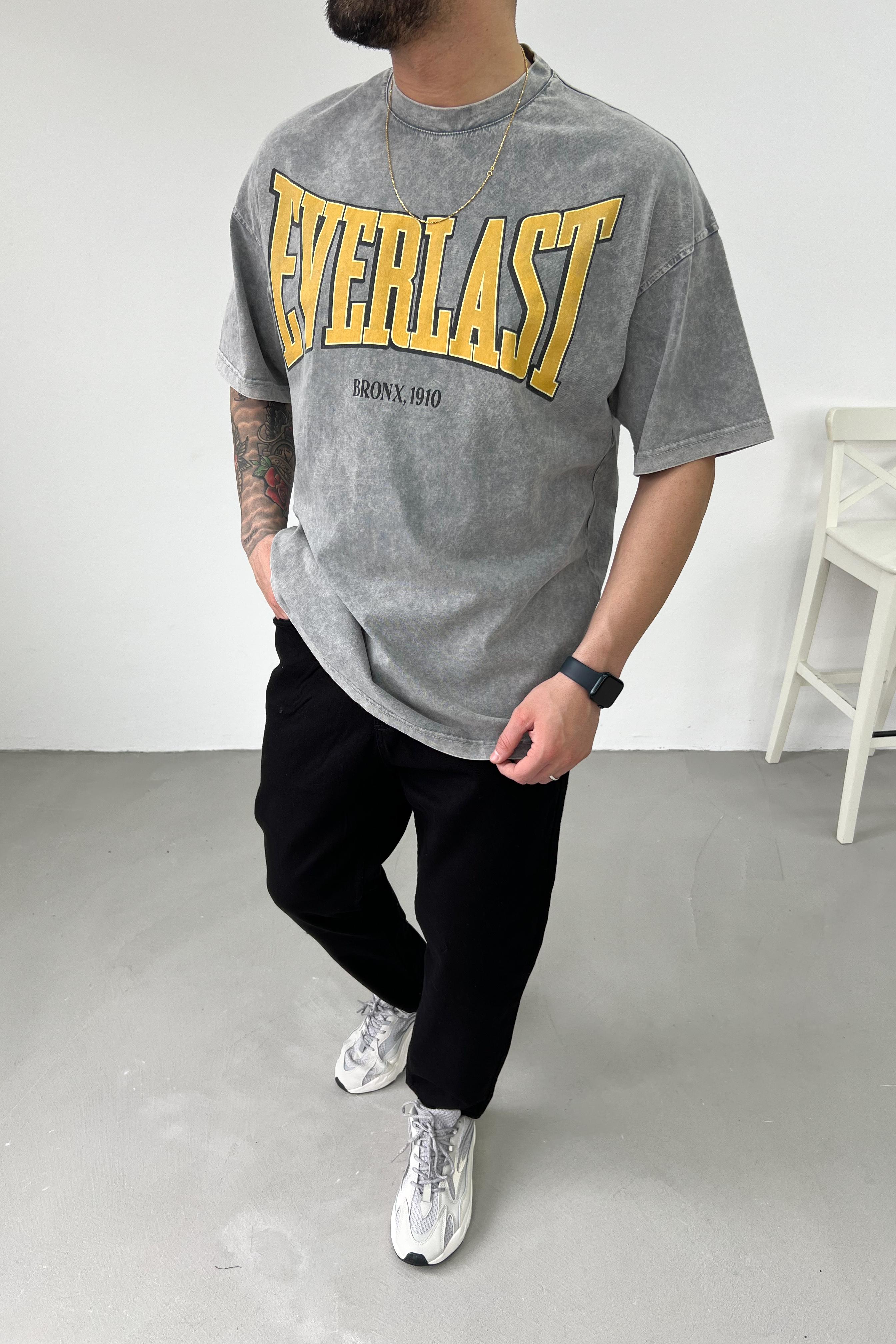 Everlast Baskılı Yıkamalı Oversize Tshirt Y221