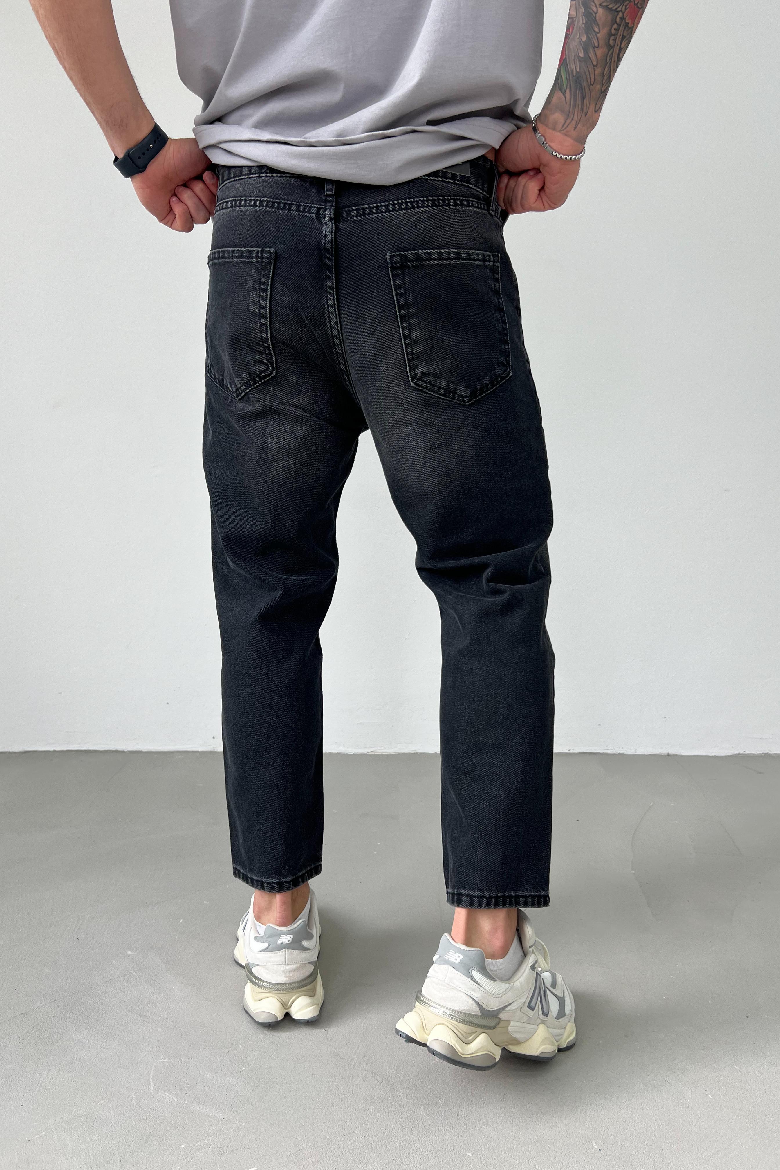 Taşlamalı Siyah Boyfriend Pantolon 2782-4
