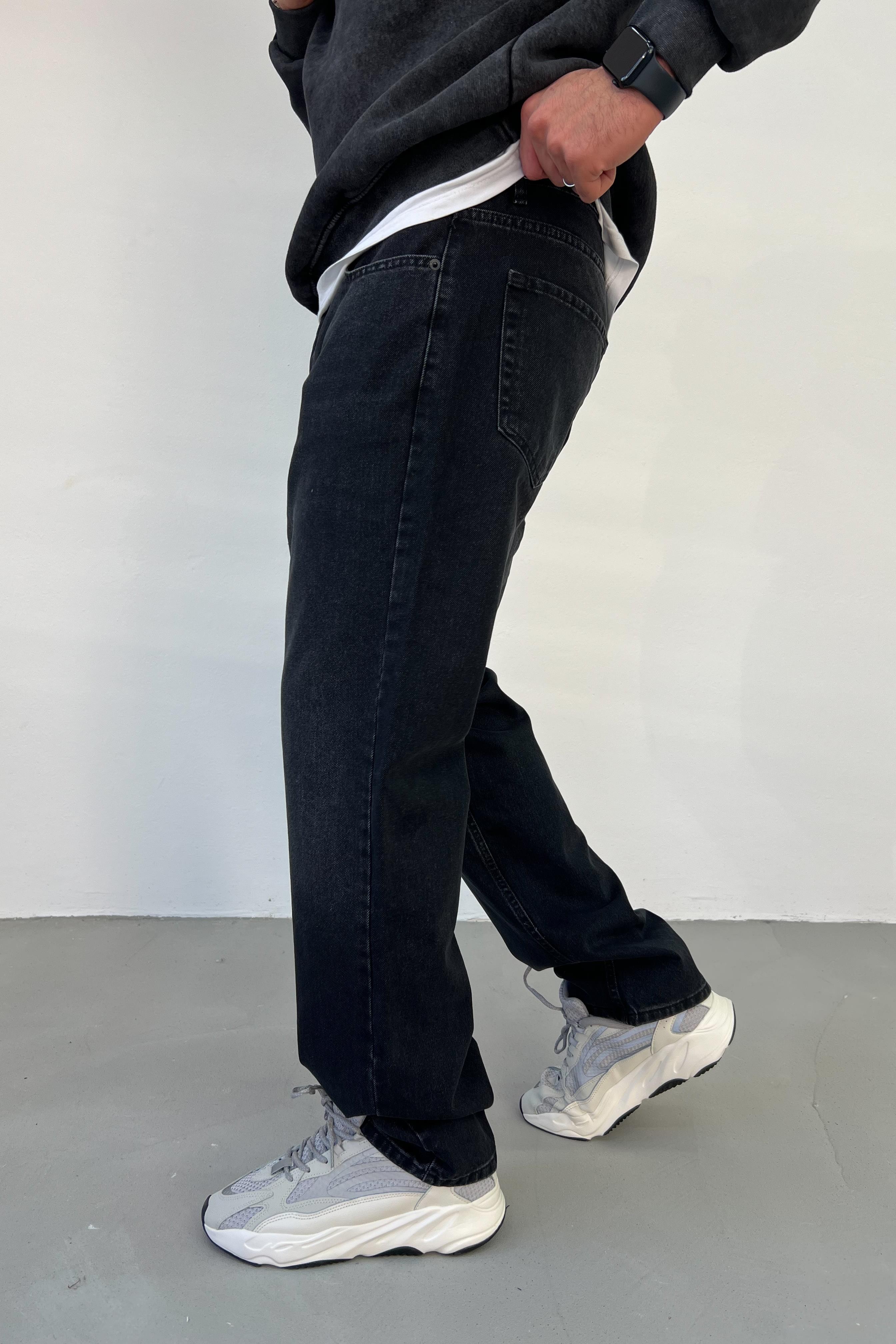 Taşlamalı Füme Baggy Pantolon 7309
