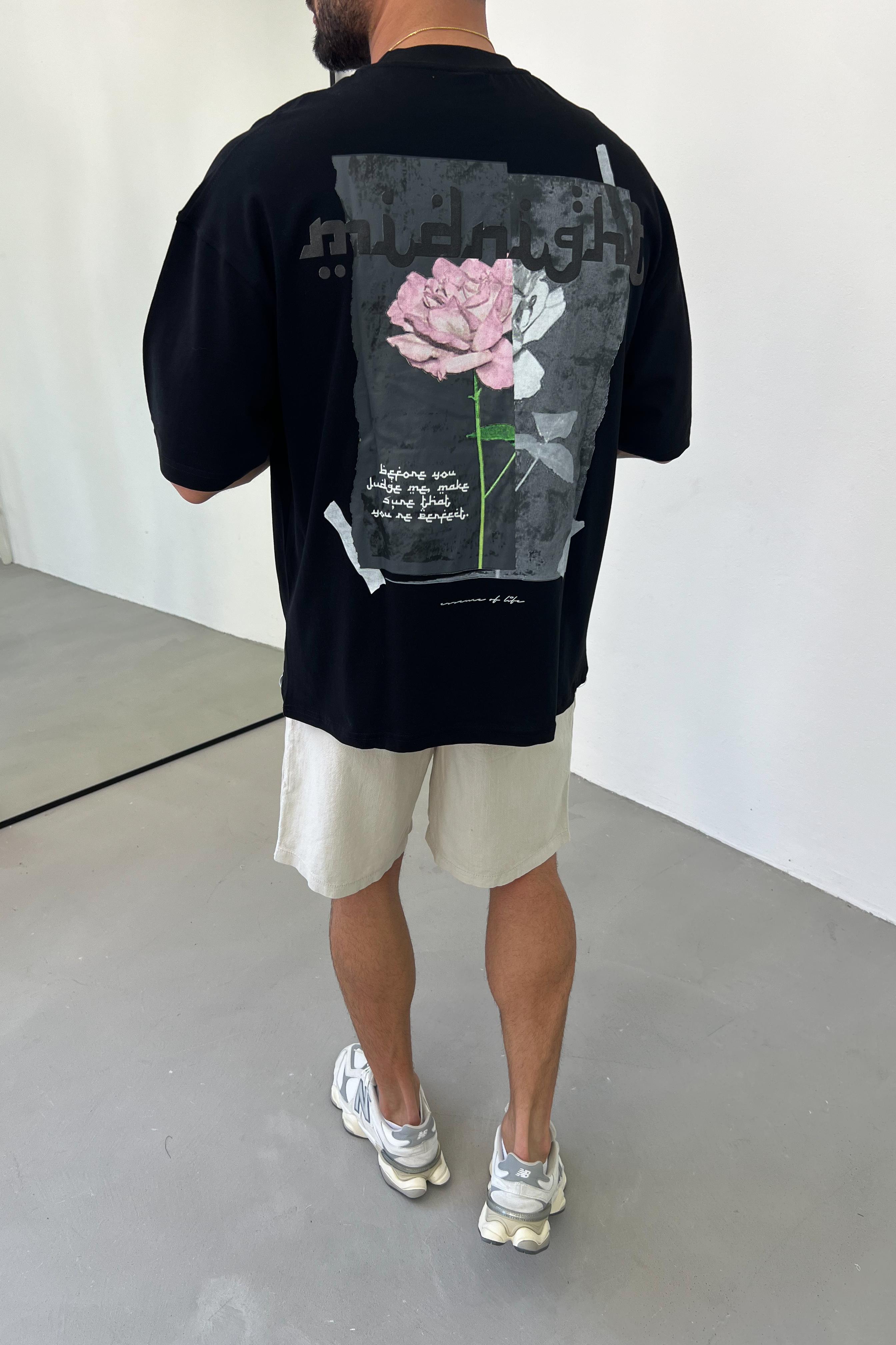 Midnight Baskılı Oversize Tshirt E70-139
